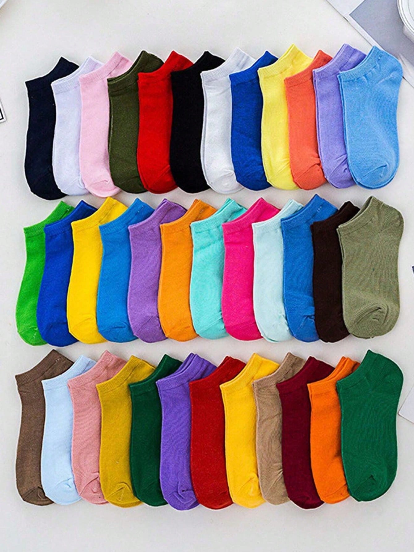 24pairs Kids' Summer Plain Neutral Daily Casual Breathable No-show Socks Set