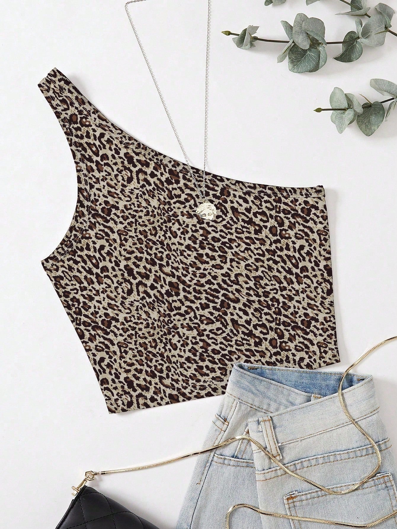 One Shoulder Rib-knit Crop Top