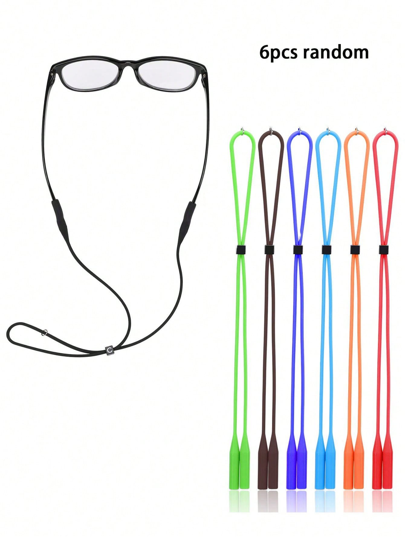 6pcs Adjustable Eyeglass Strap & Eyewear Retainer Silicone Sunglasses Holder With Glasses Strap