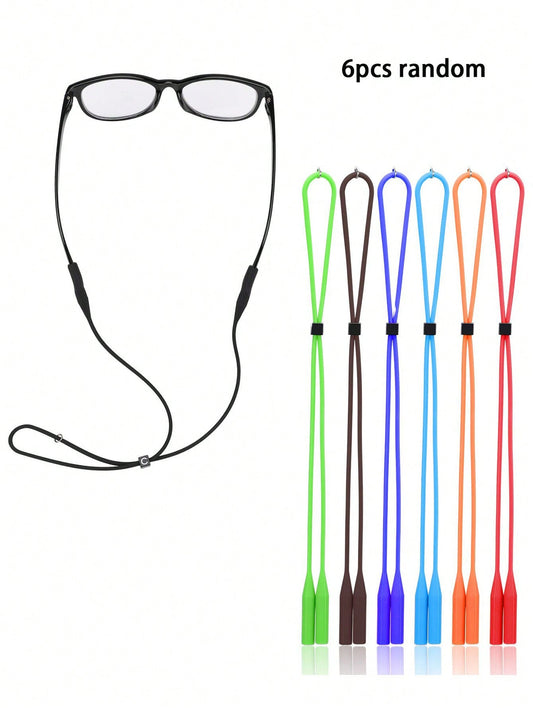 6pcs Adjustable Eyeglass Strap & Eyewear Retainer Silicone Sunglasses Holder With Glasses Strap