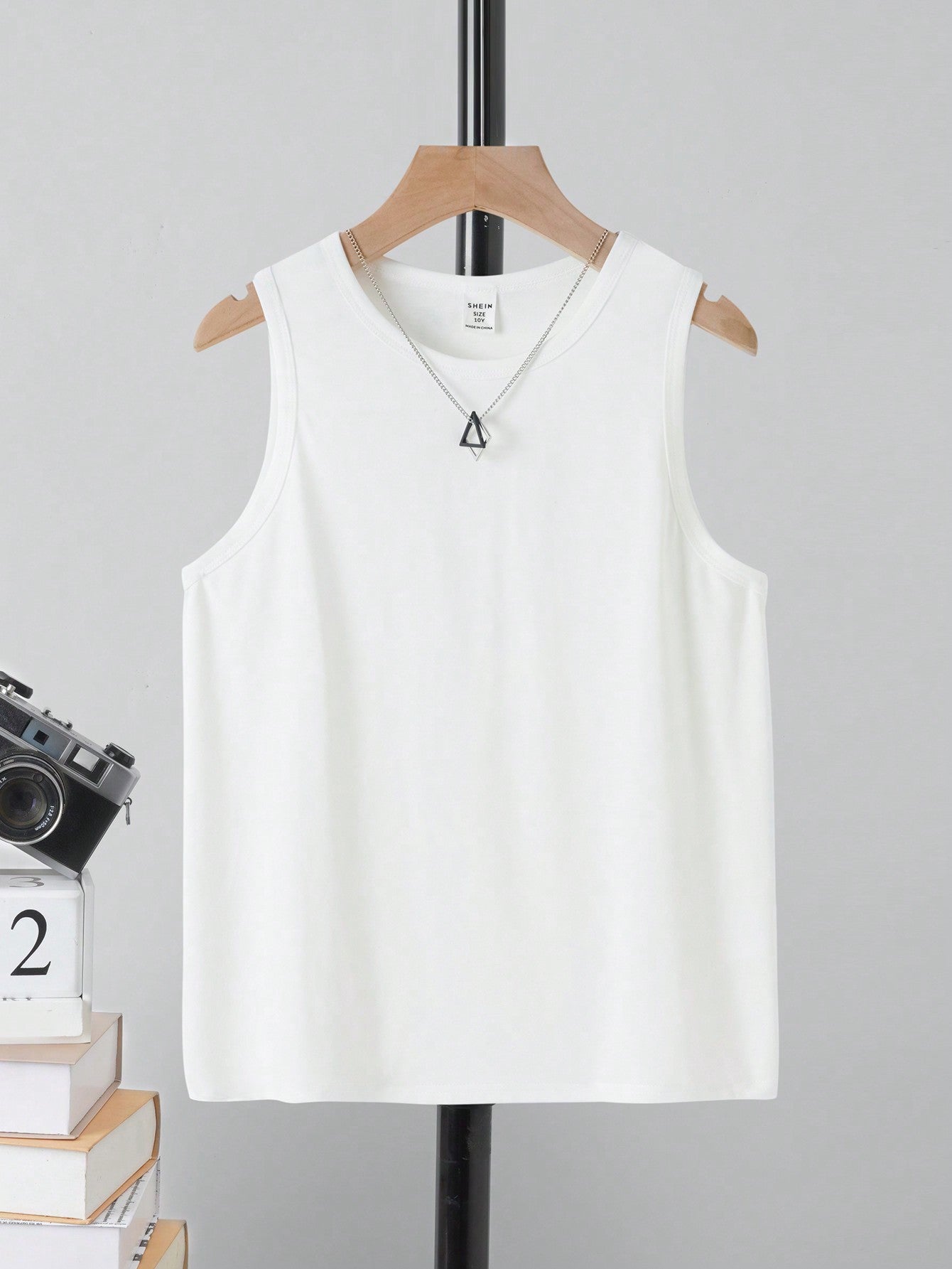 Tween Boys' Casual Simple Solid Round Neck Tank Top Suitable For Summer