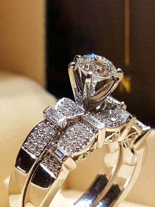 2Pcs/Set Girls Fashion Cubic Zirconia Rings For Children For Birthday Gifts For Party Jewelry Daily Decoration