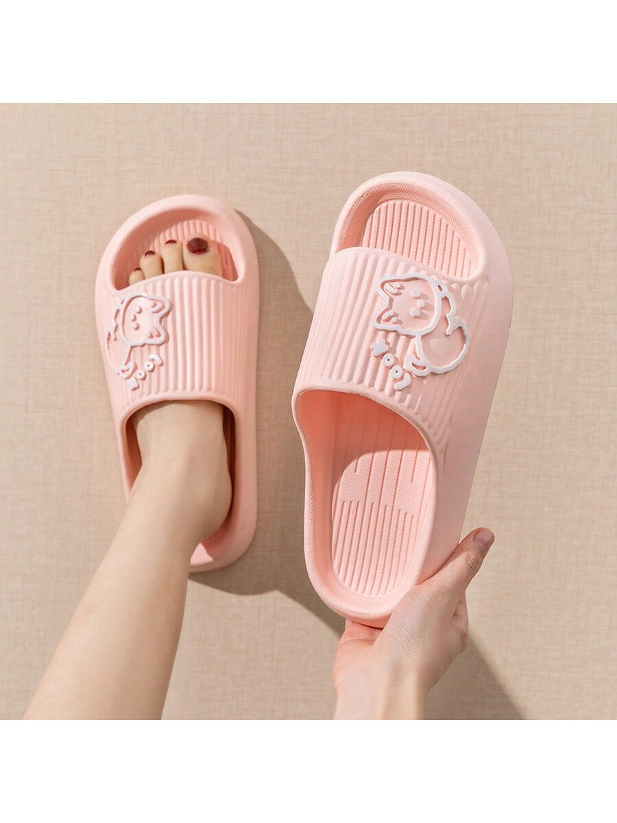 Women Cartoon Graphic Single Band Slides, Fashion Summer EVA Slides