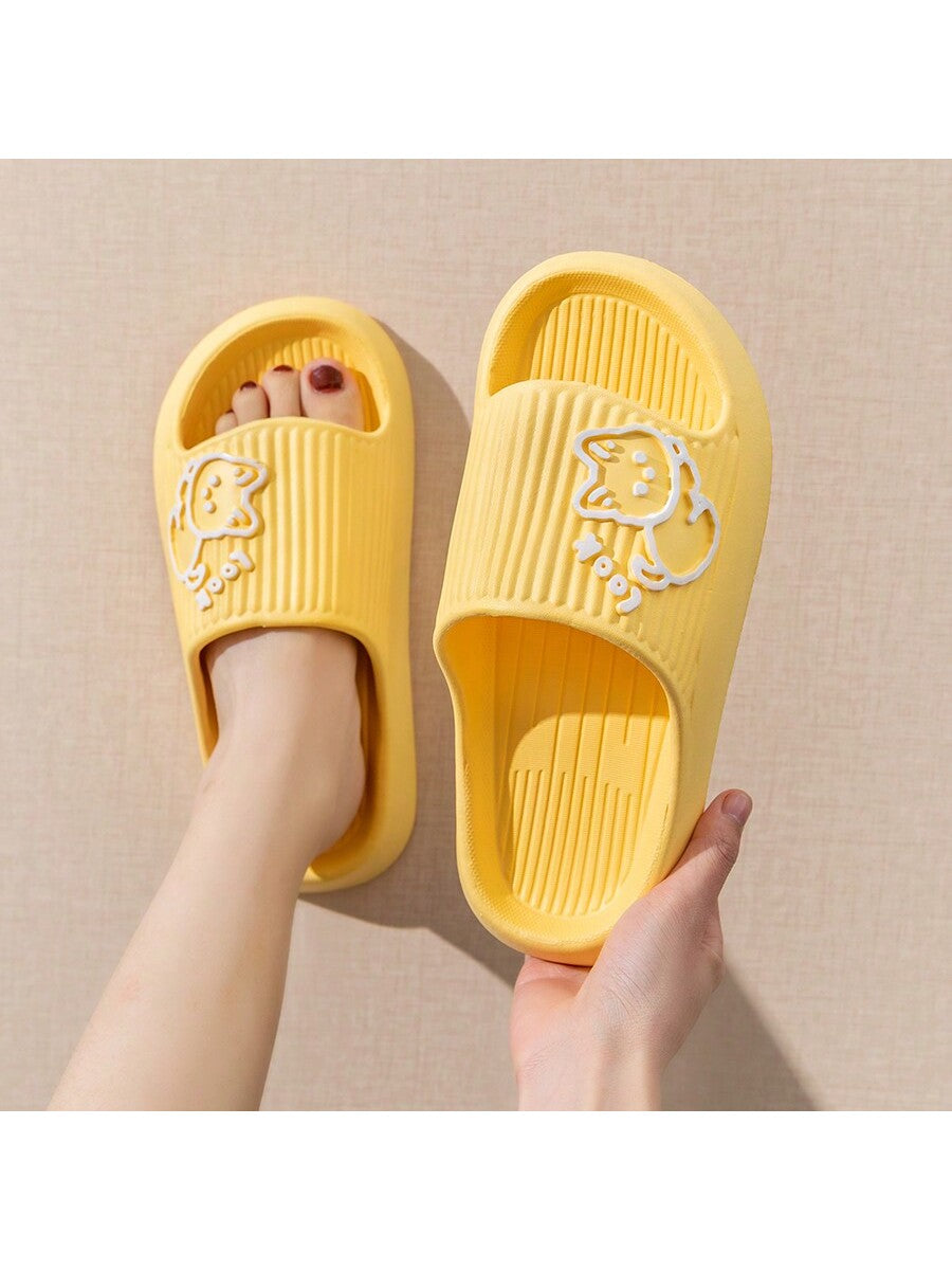 Women Cartoon Graphic Single Band Slides, Fashion Summer EVA Slides