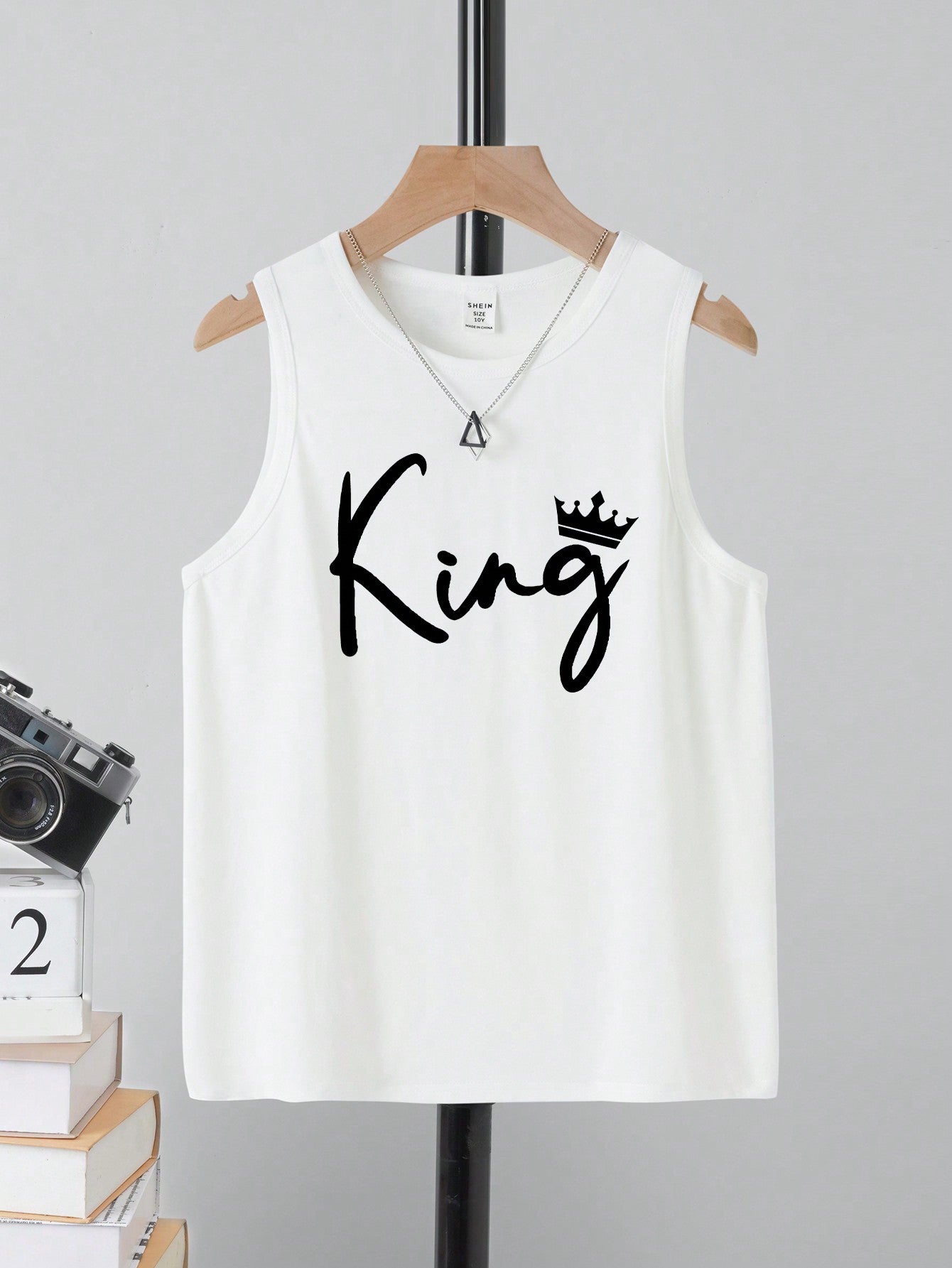 King/Tween Boy Casual Simple Round Neck Sleeveless Top, Suitable For Summer