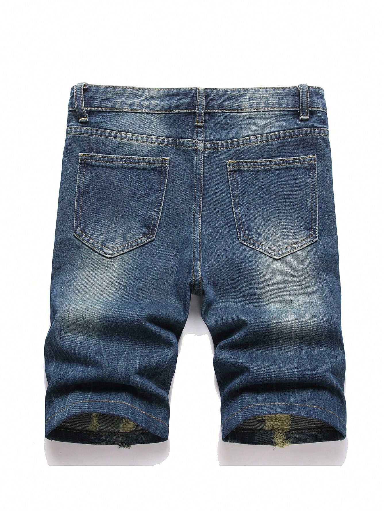 Teen Boy Fashionable & Trendy Distressed Denim Shorts With Pockets, Perfect For Summer Outings