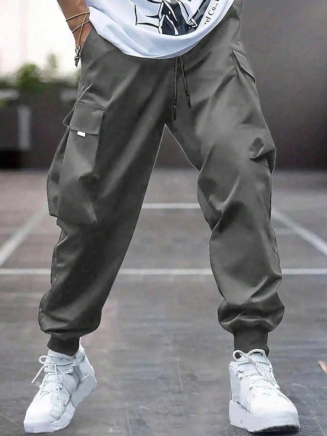 Tween Boy Flip Pocket Fashionable And Casual Drawstring Jogger Pants With Cuffs