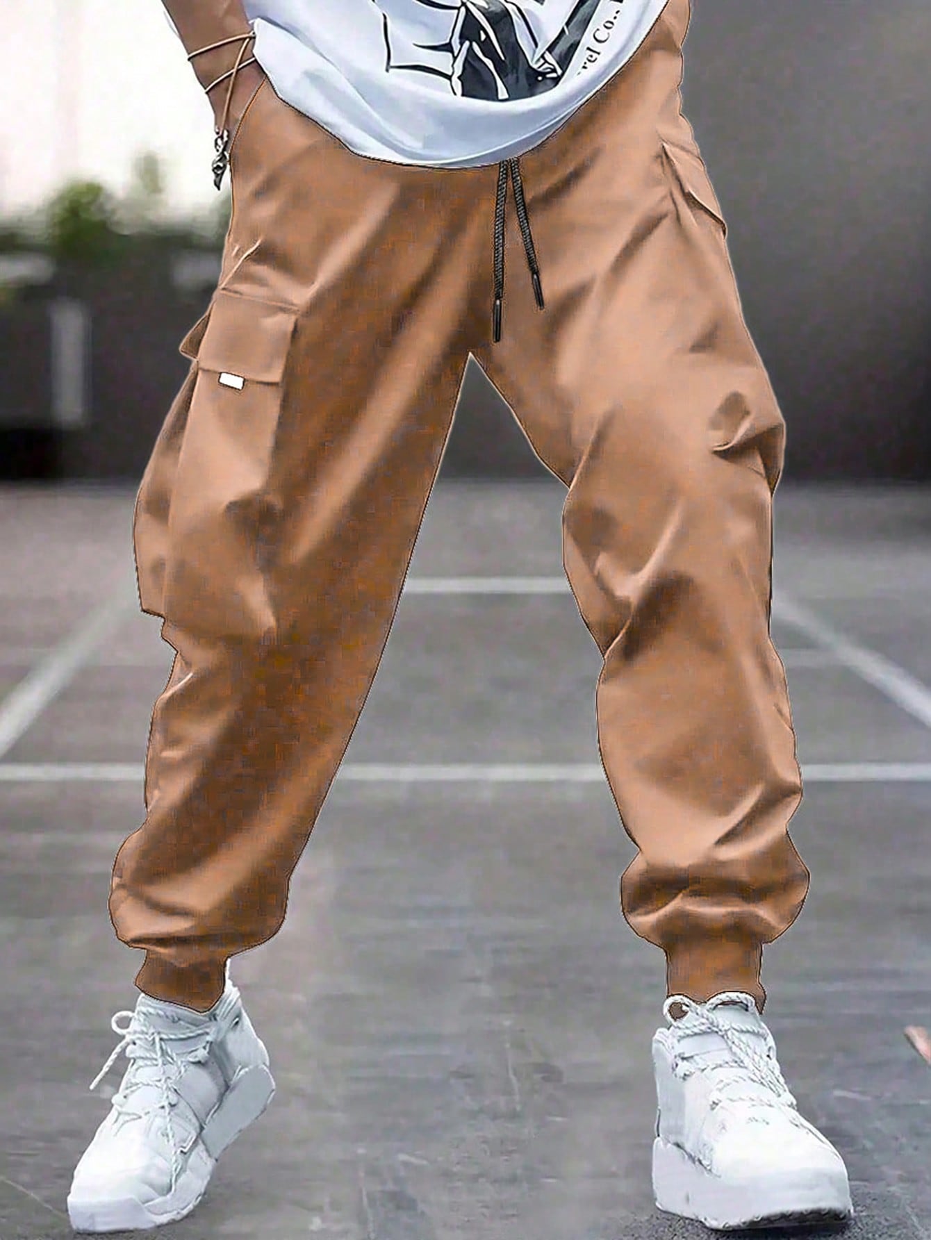 Tween Boy Flip Pocket Fashionable And Casual Drawstring Jogger Pants With Cuffs