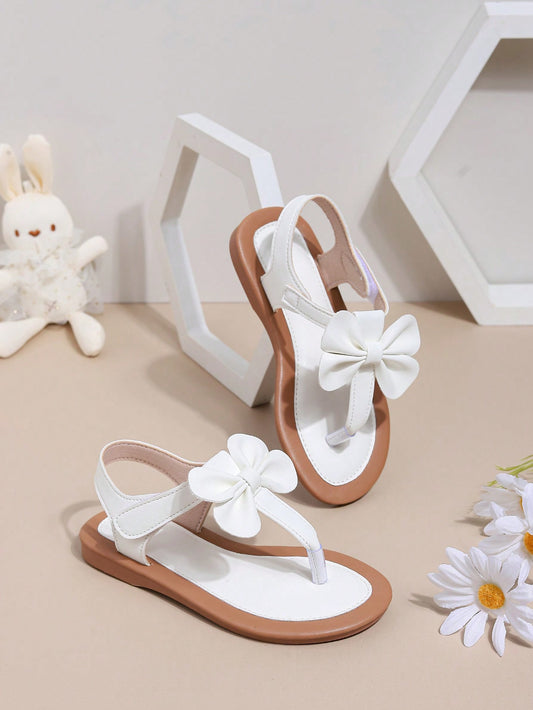 New Summer Style Cute Bowknot Girls' Princess Flat Sandals For Daily And Beach Wear