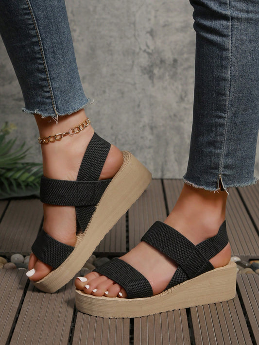 Women's Summer Wedge Heels Thick Bottom Platform Sandals, High Middle Heel Slippers, Height Increasing Cakes Beach Shoes