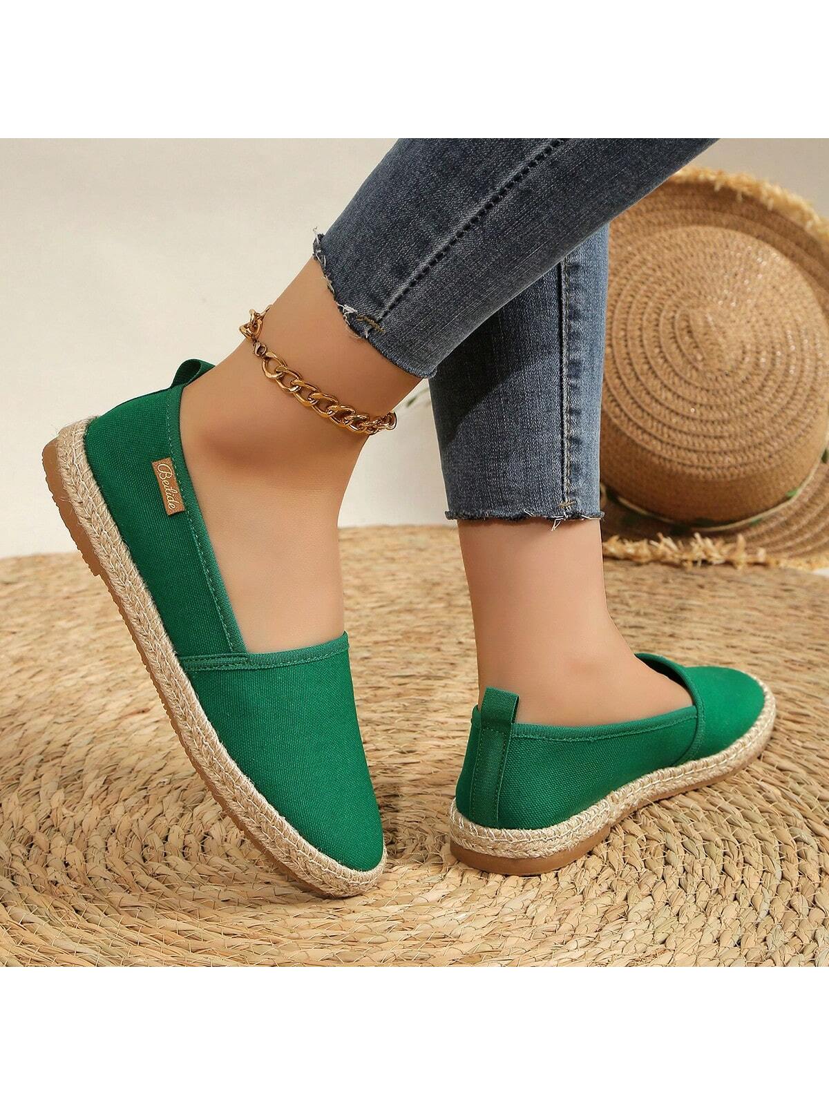 2024 Vintage Flat Jute Rope Lightweight Breathable Solid Color Trendy Shoes For Summer