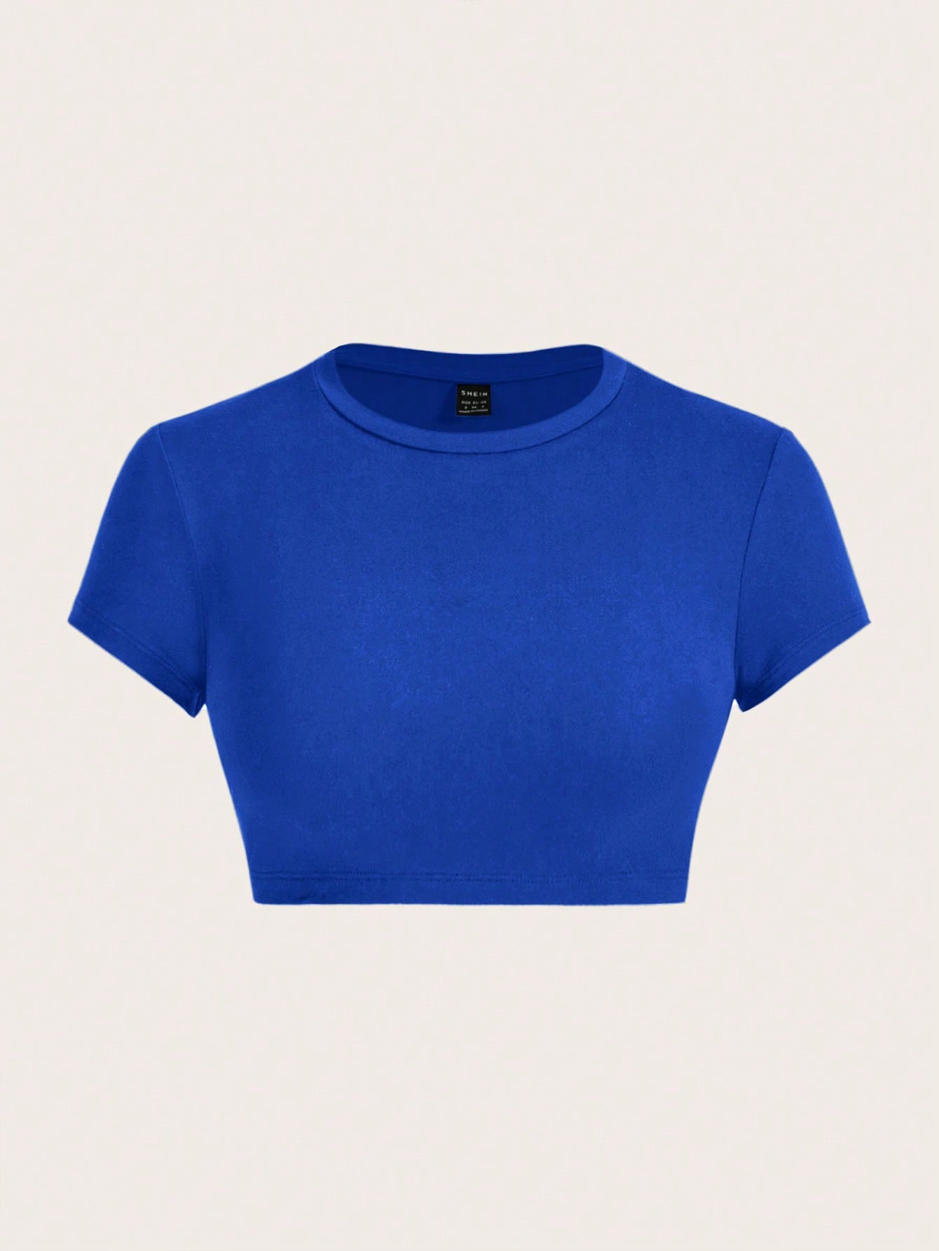 Casual And Simple Solid Color Round Neck Slim-Fit Women's Cropped T-Shirt