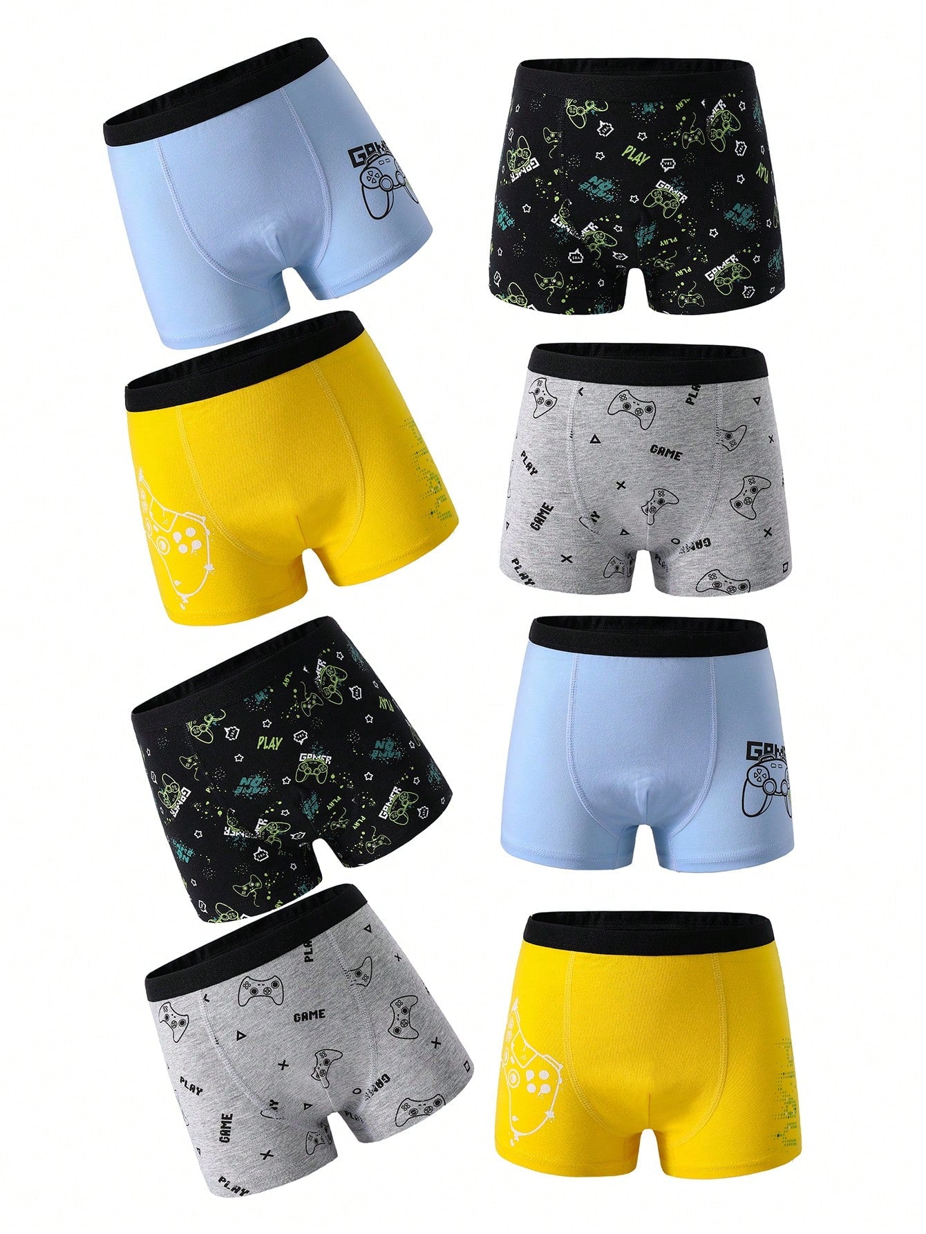 Young Boy 8pcs/Set Traceable Cotton Colorful Game Console Printed Underwear