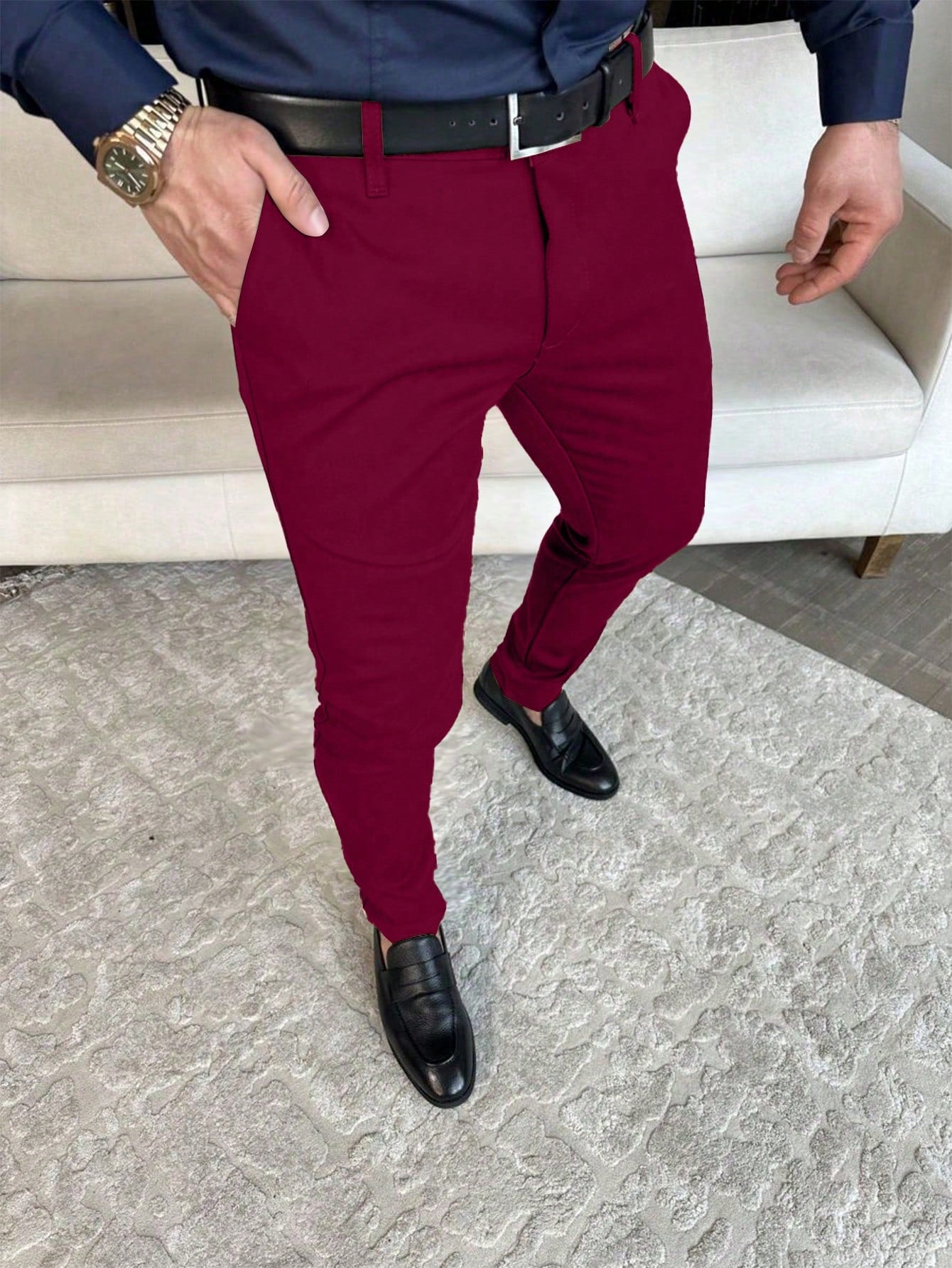 Men's Solid Color Casual Suit Pants