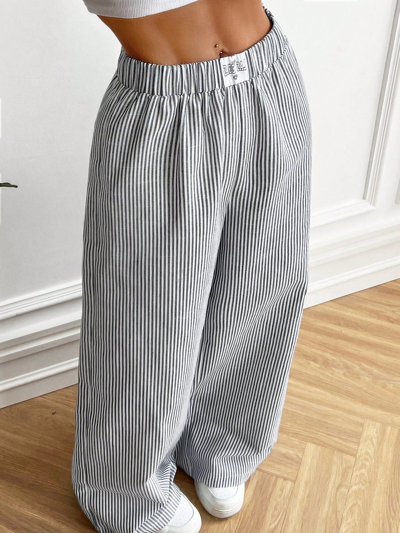 Pink Striped Woven Women's Trousers