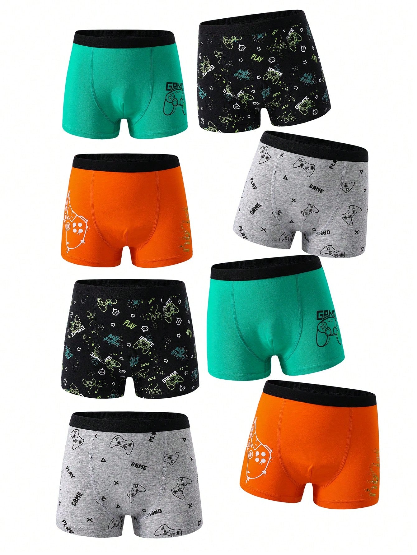 Young Boy 8pcs/Set Traceable Cotton Colorful Game Console Printed Underwear