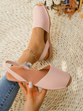 Women's Peep-Toe Slippers With Cow Tendon Sole, Comfortable Leisure Vacation Style, Flat Pink Leather Shoes For Summer