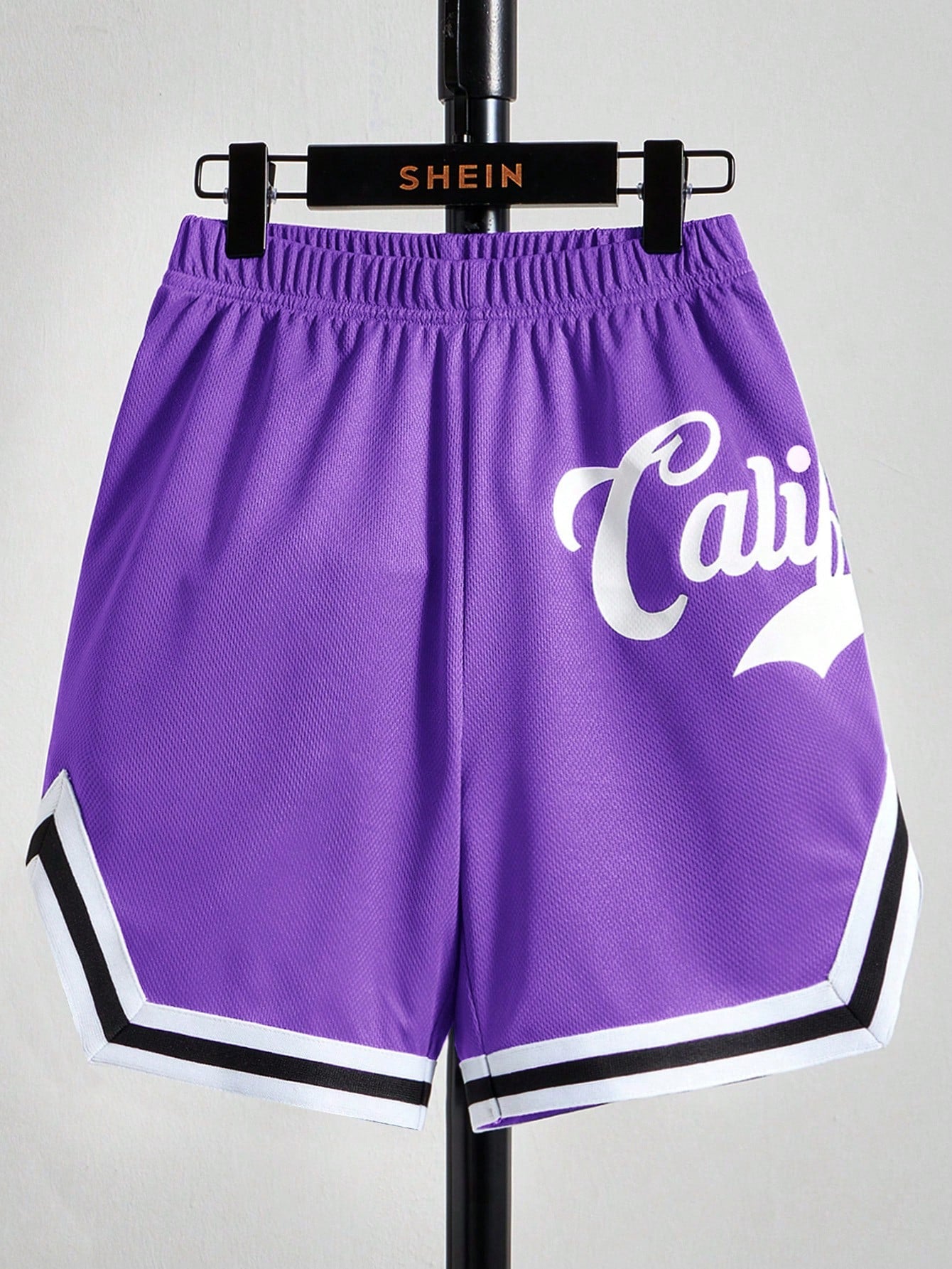 Tween Boys' Printed Letter Contrast Color Striped Sport Shorts For Summer