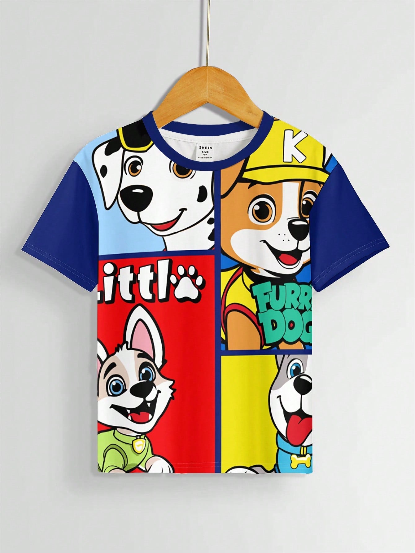 Young Boy Casual Cartoon Animal Cat & Dog Pattern Casual Round Neck Short Sleeve T-Shirt, Suitable For Summer