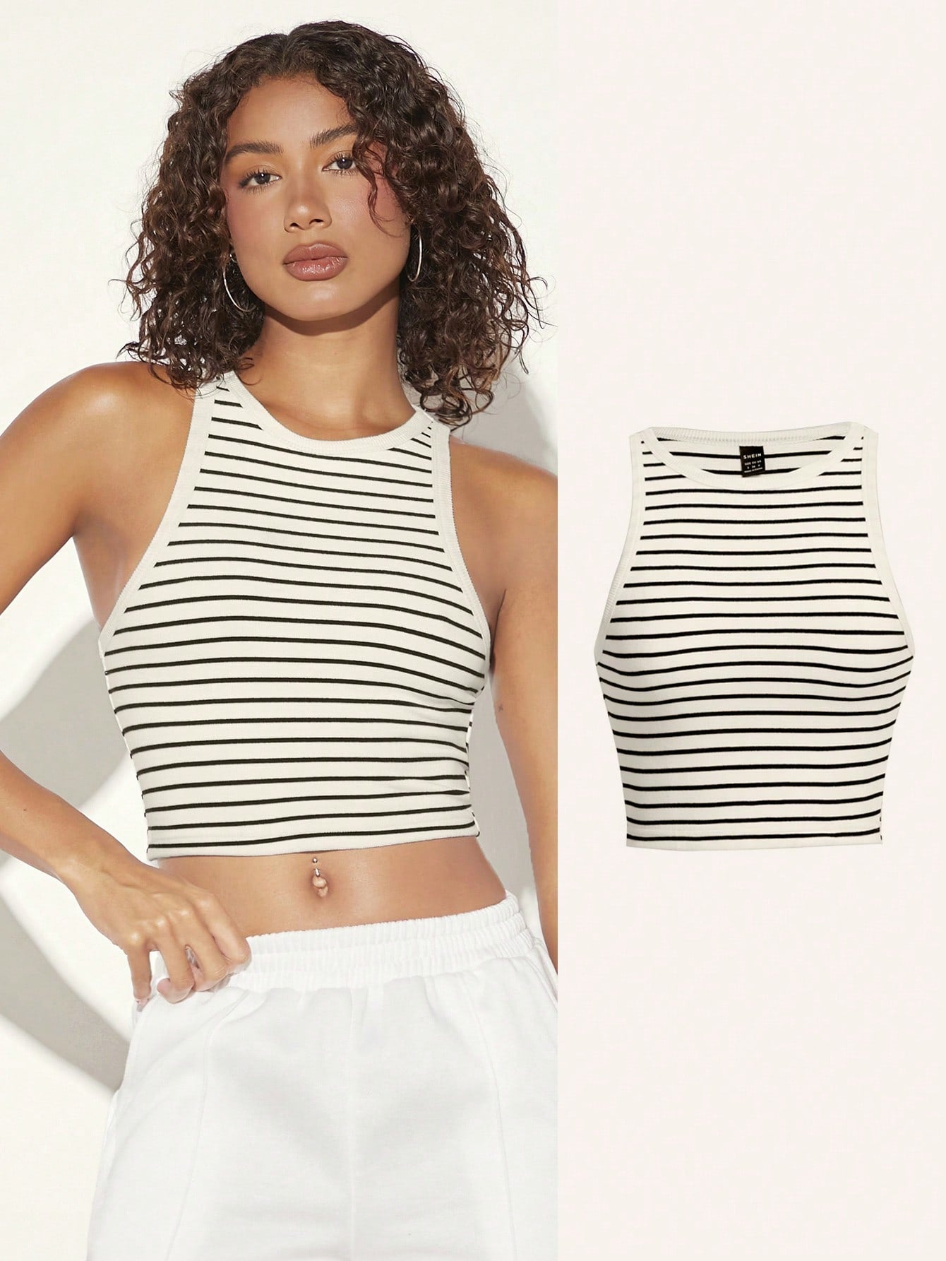 Women's Cropped Striped Tank Top