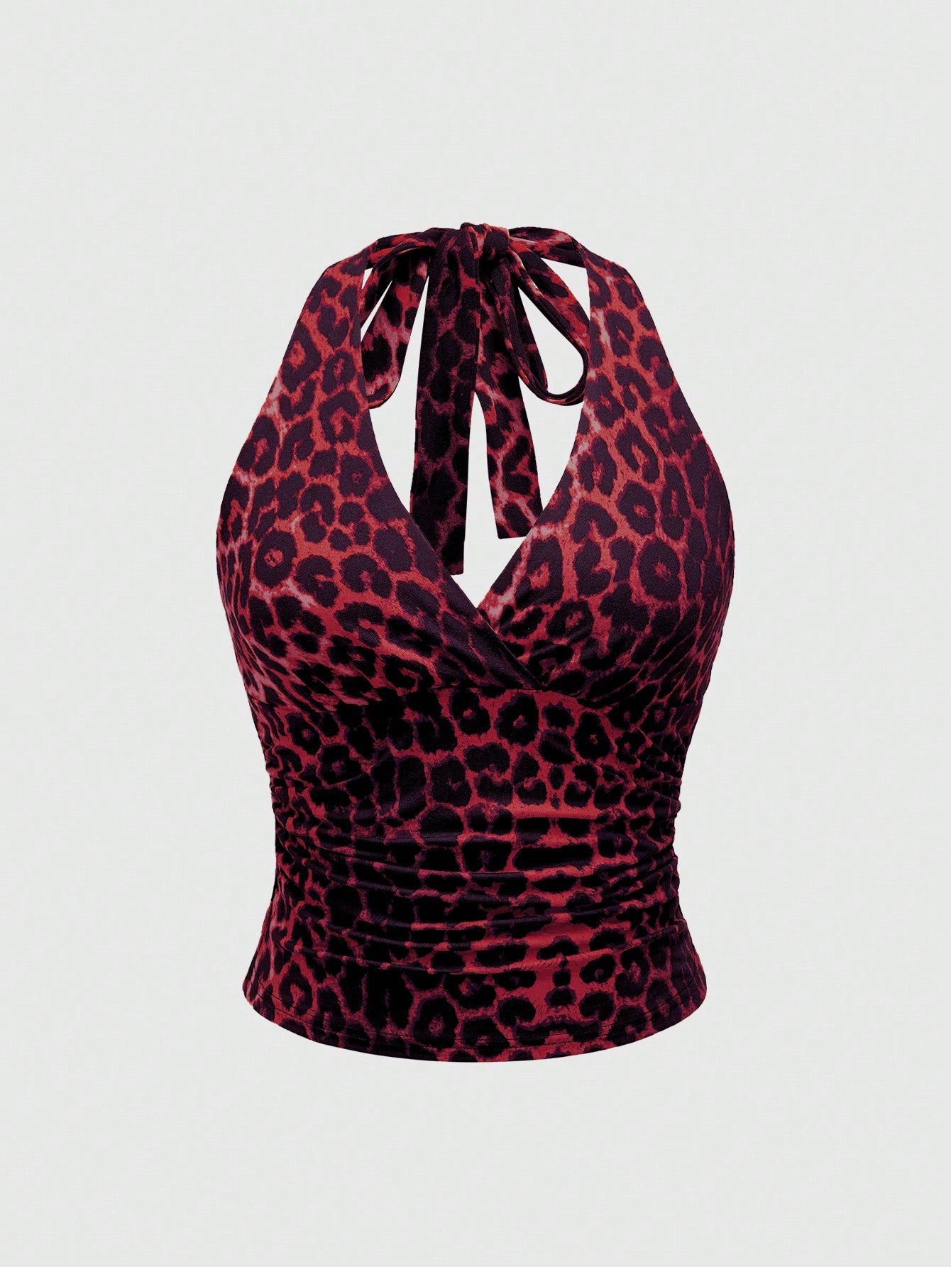 Punk Y2K Leopard Print Halter Neck Top For Women, School