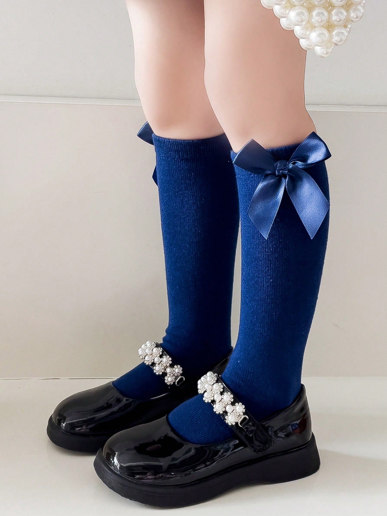 1pair Kids Bow Decorated Breathable Princess Style Knee High Socks, 4 Seasons