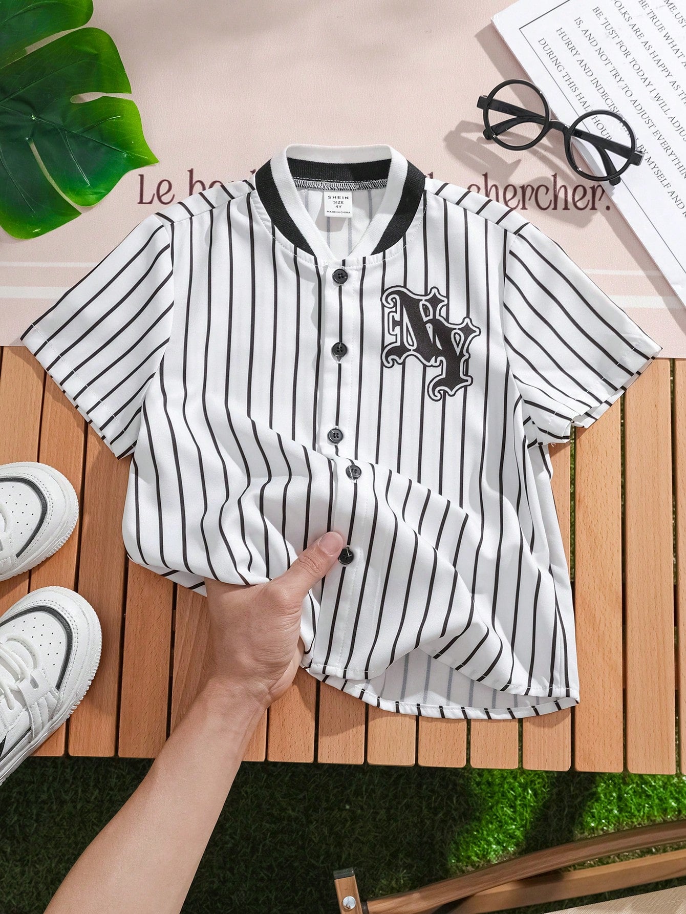 Young Boy Comfortable Sporty Baseball Collar Short Sleeve Shirt, Summer Clothes