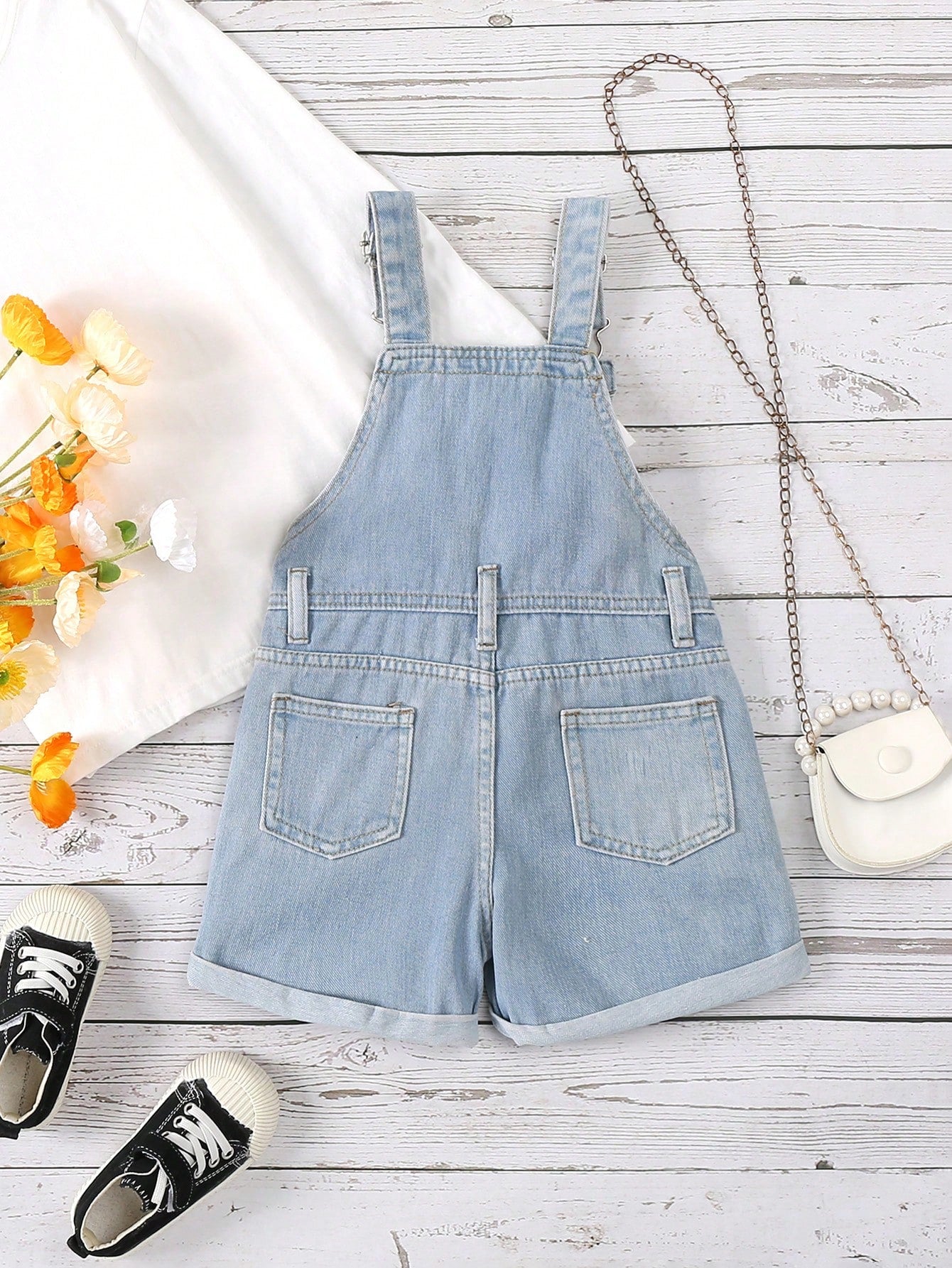 Young Girl Simple Solid Color Denim Overalls And Jumpsuits For Everyday