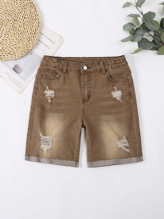 Tween Boy Simple Daily Denim Shorts