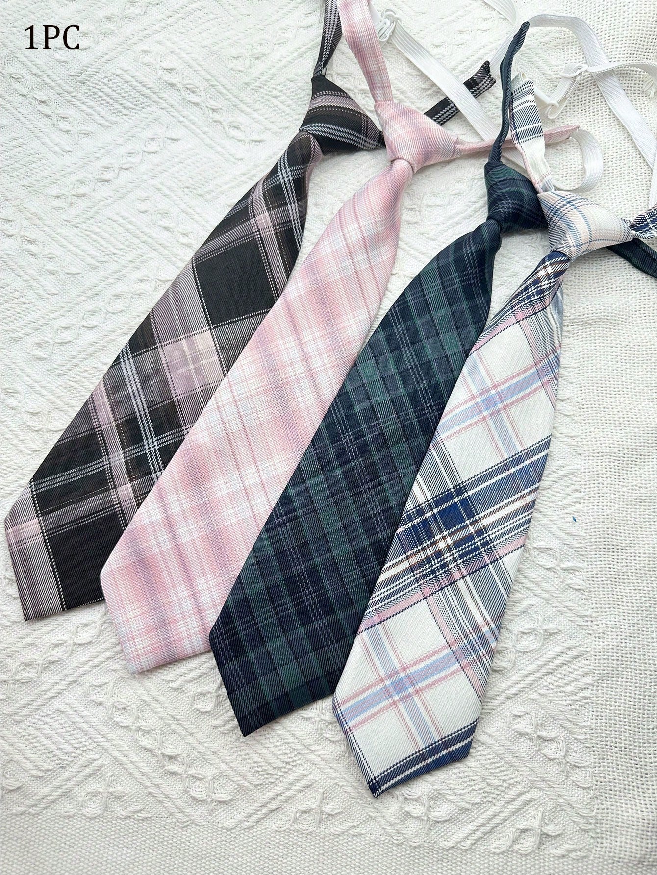 1pc 33cm Plaid No-Tie Necktie, High-Quality Student Uniform Accessory For Teenagers, Suitable For Festivals/ Performances/ Suits/ Dress Shirts