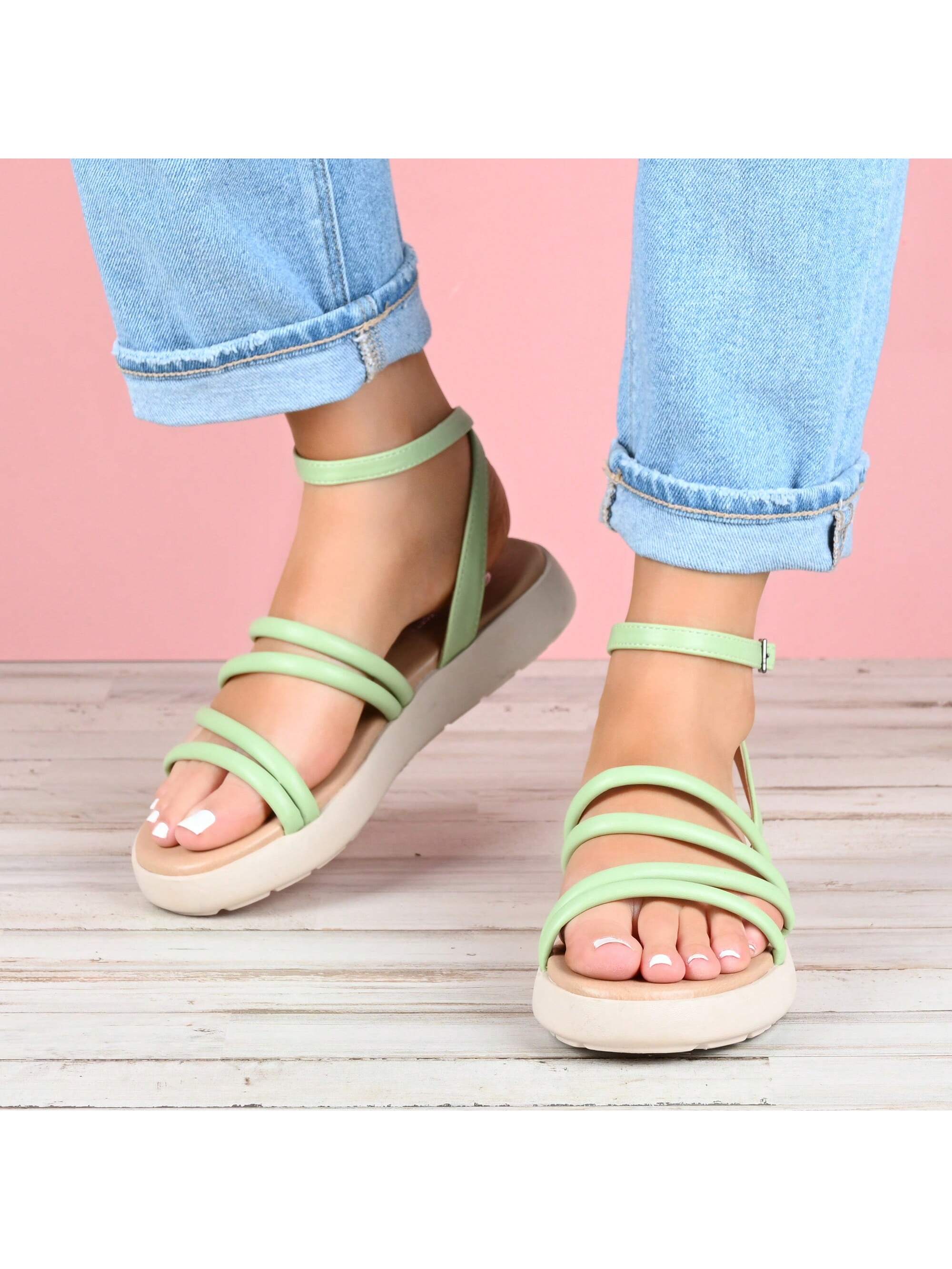 Womens Ankle Strap Flat Sandals