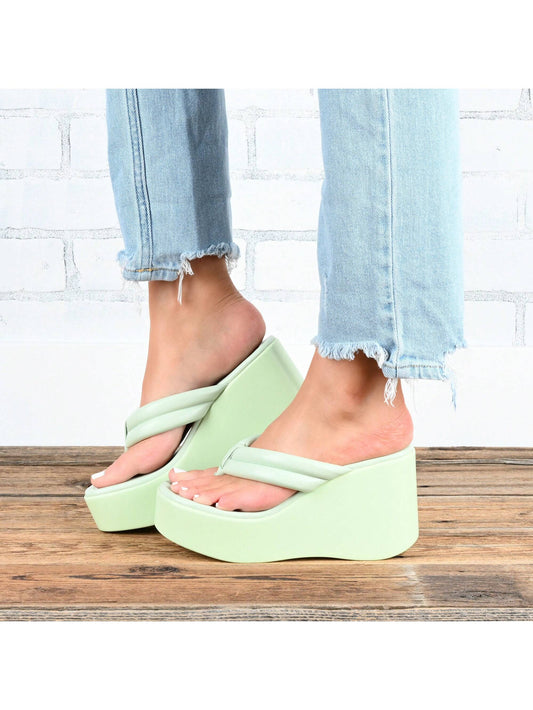 Womens Slip On Platform Wedge Sandals