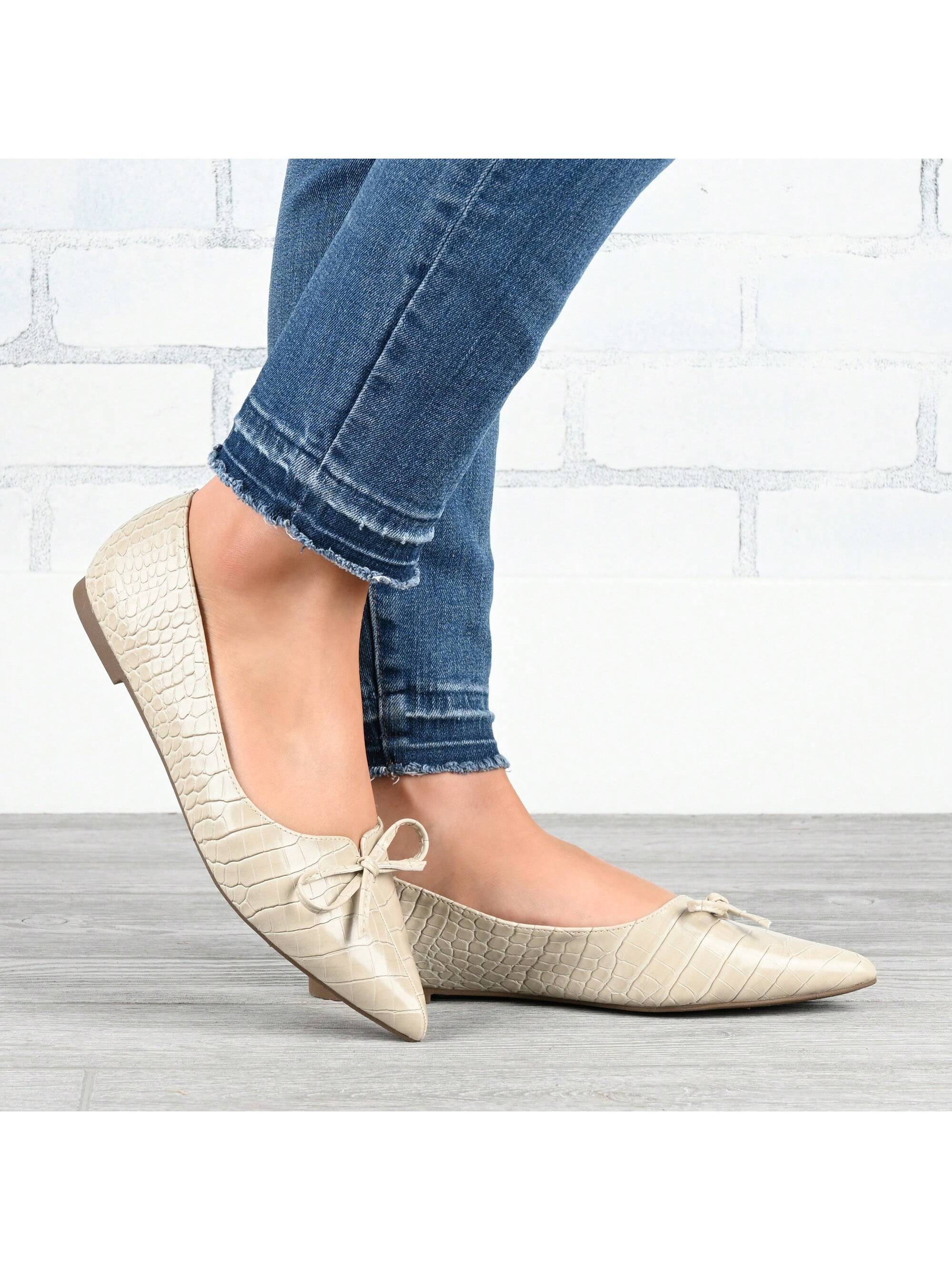 Womens Ballet Pointed Toe Slip On Flats