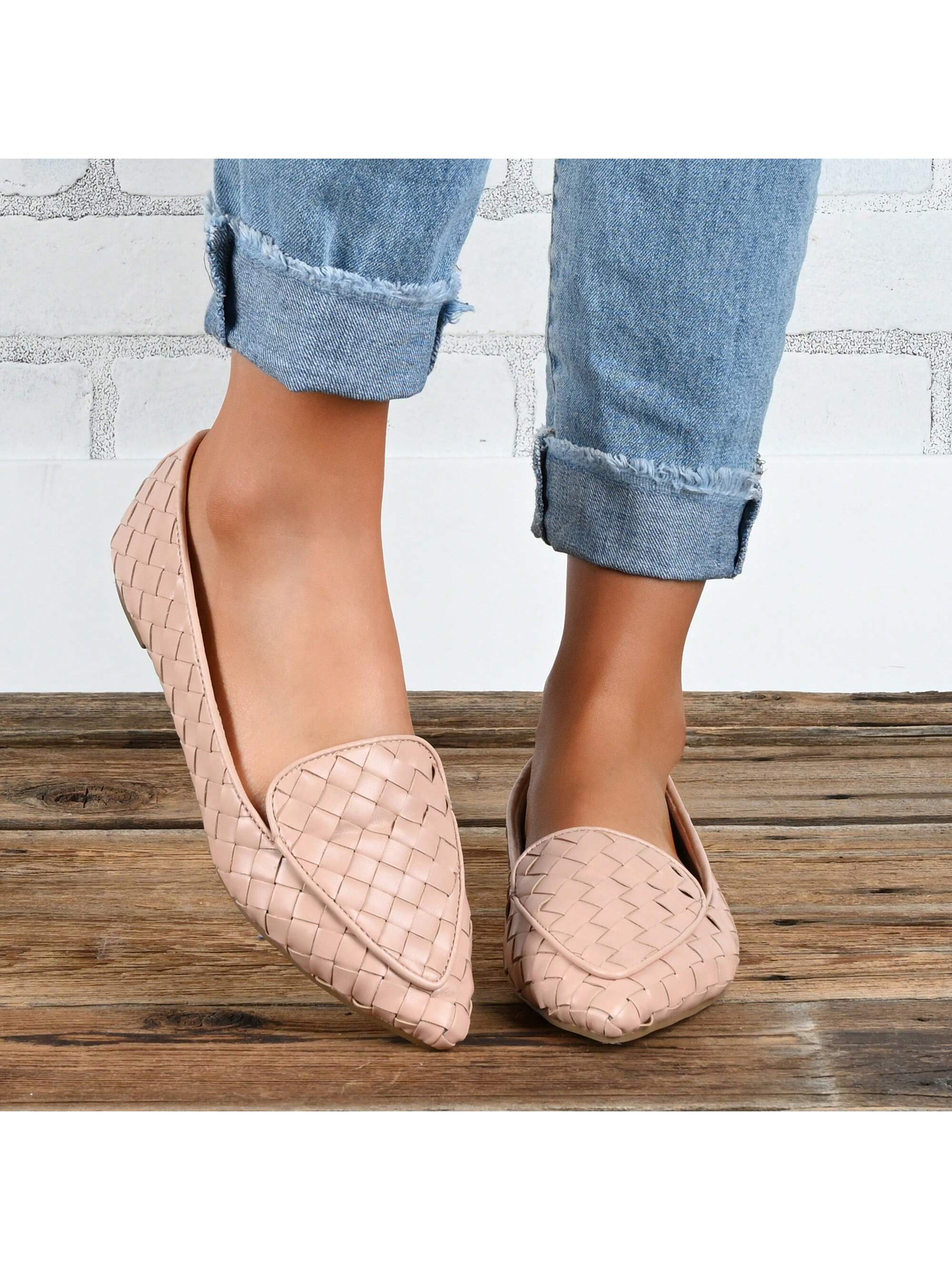 Womens Slip On Pointed Toe Loafer Flats