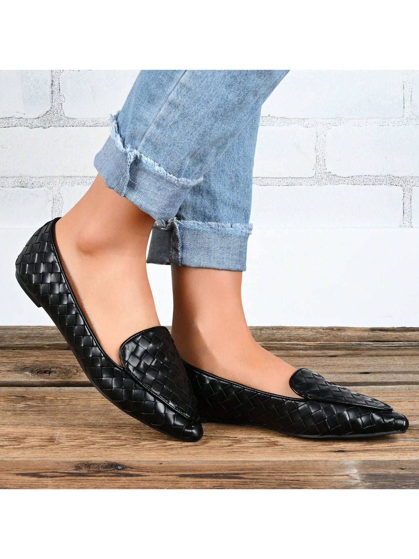 Womens Slip On Pointed Toe Loafer Flats