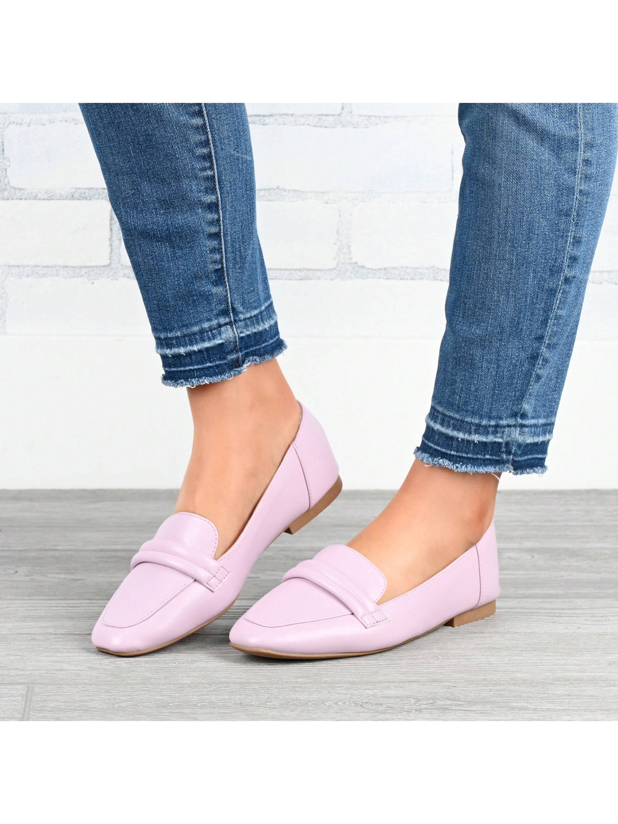 Womens Loafer Slip On Square Toe Flats