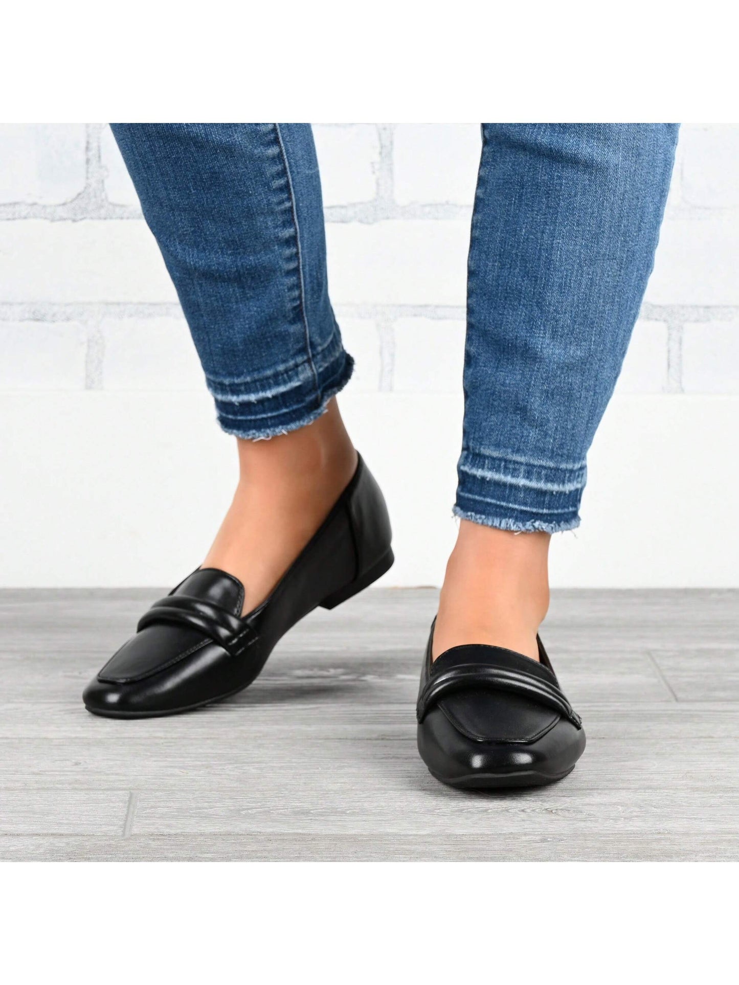 Womens Loafer Slip On Square Toe Flats