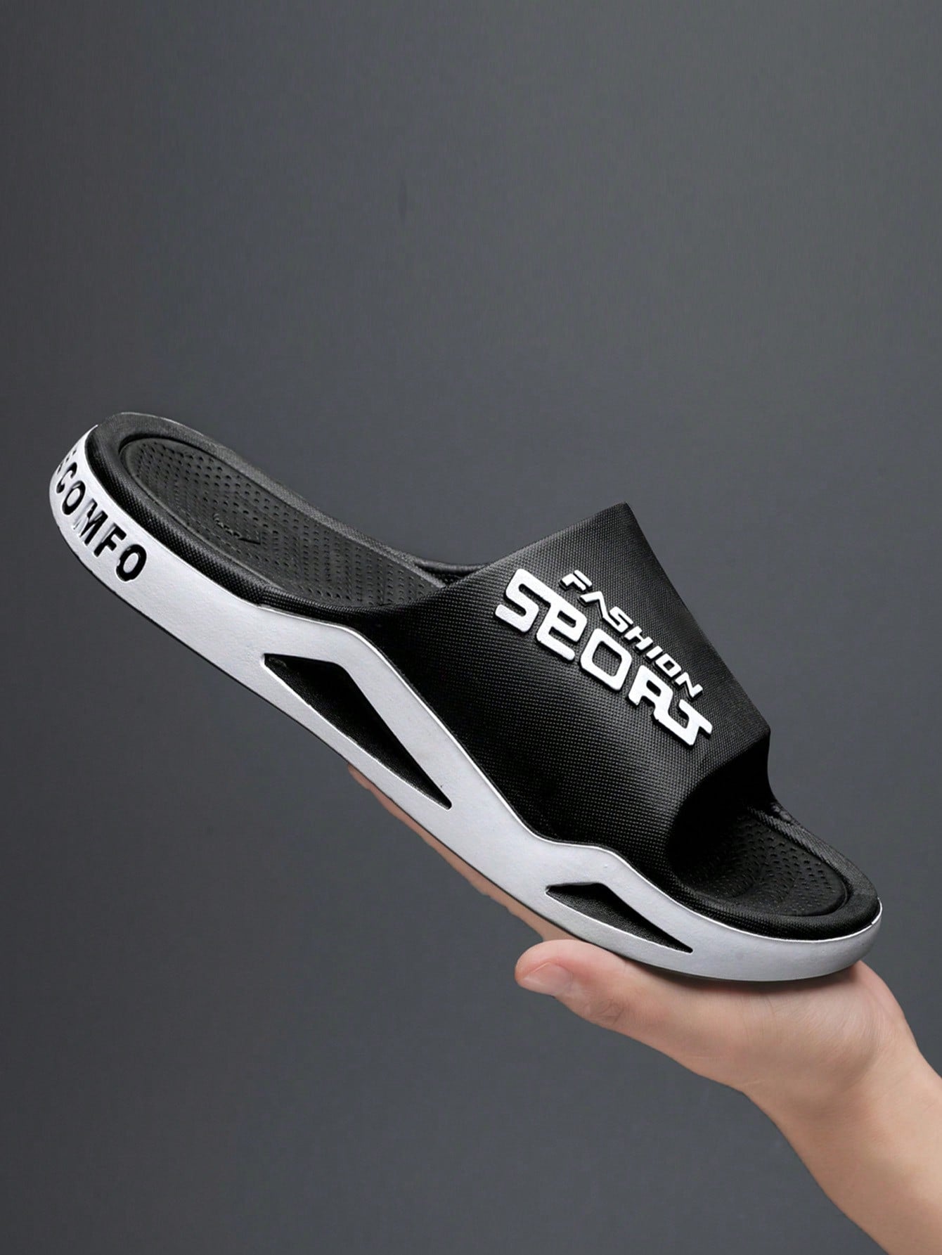 Fashionable Sporty Slippers, Unisex, Suitable For Outdoor Activities, Indoor Home Use, Bathroom Shower, Anti-Slip And Durable