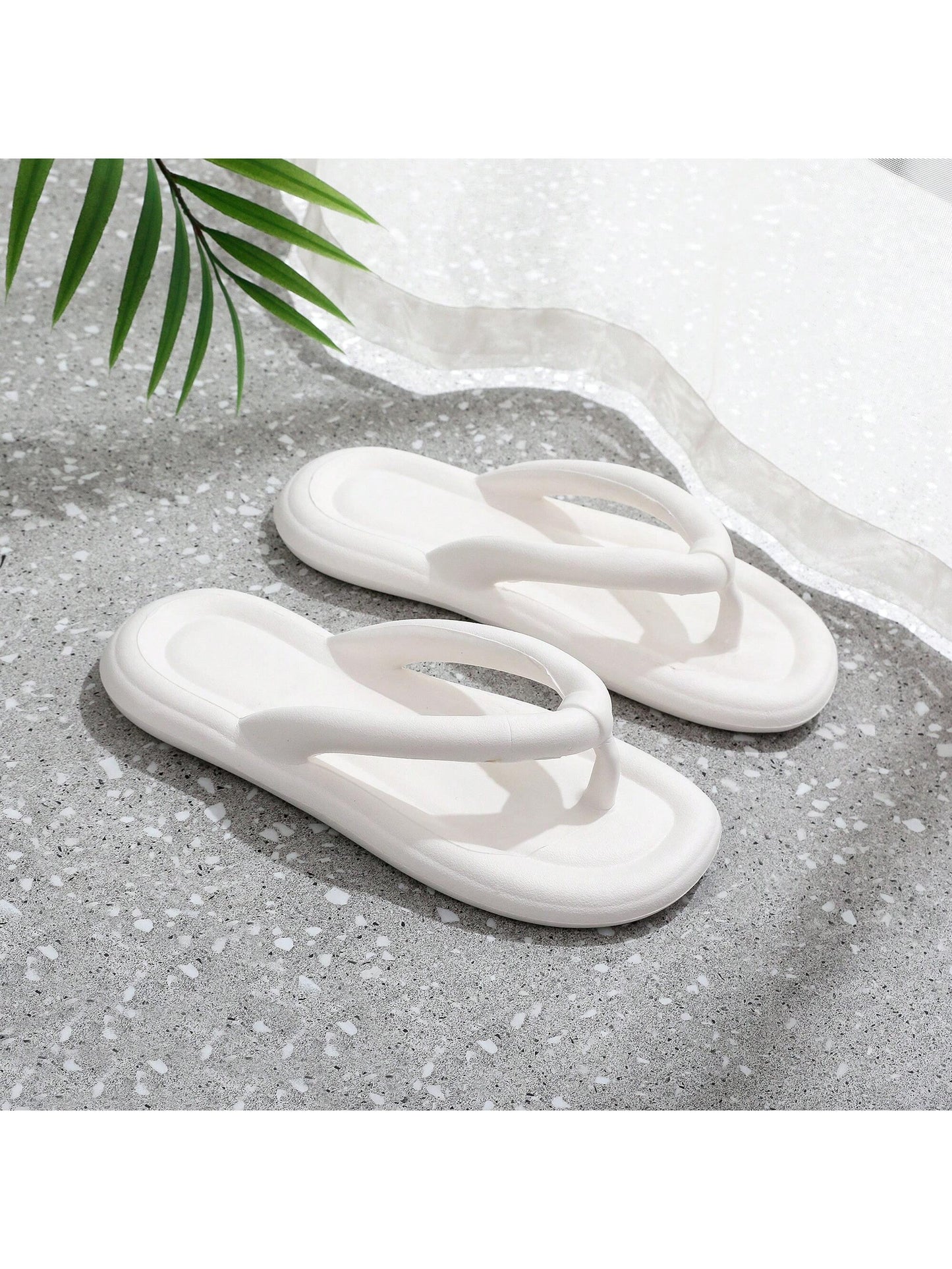 New Summer Pu Slip-On Thong Flat Sandals Beach Slippers For Women, Indoor And Outdoor Wear