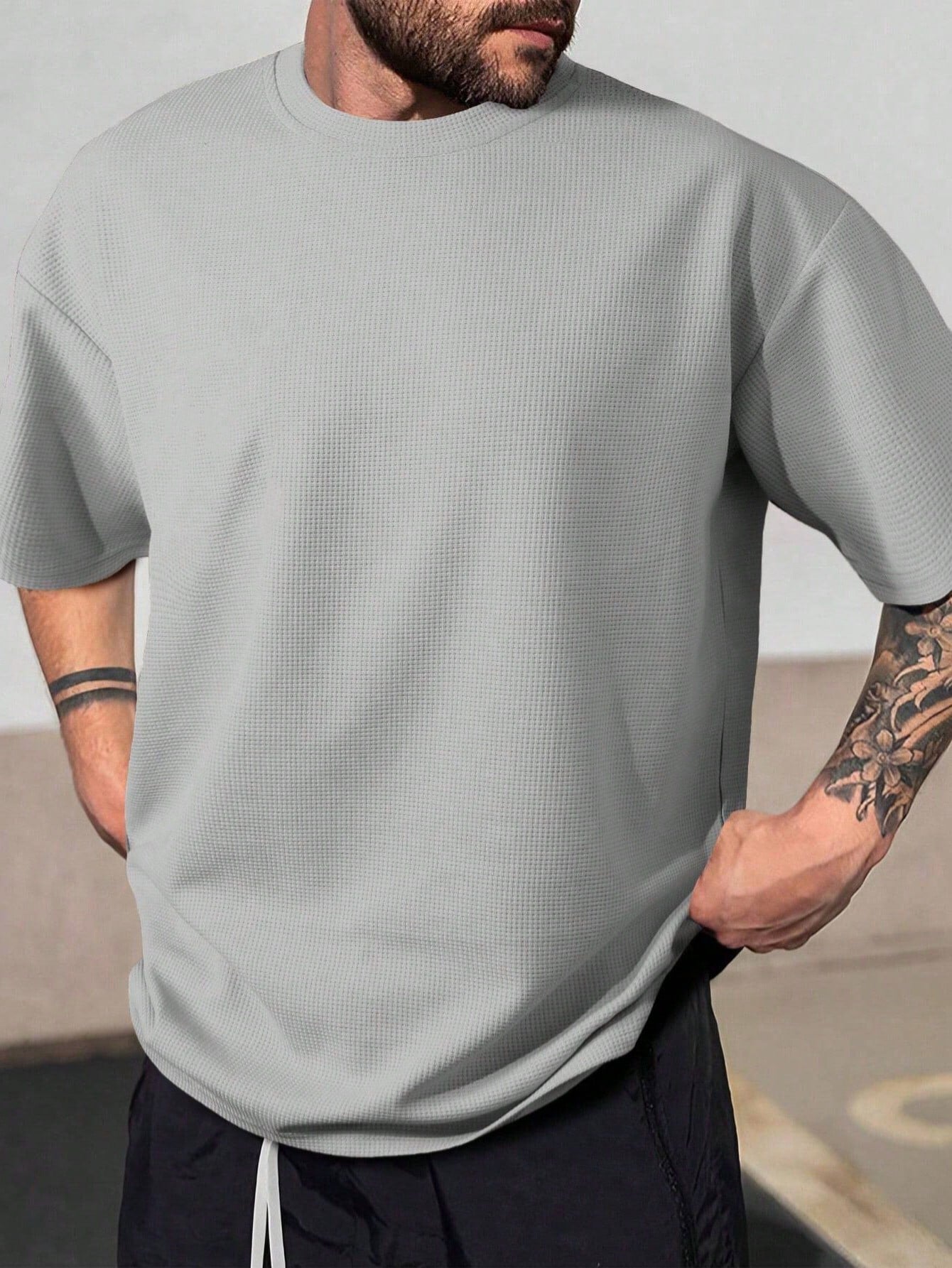 Men'S Plus Size Solid Color Short Sleeve T-Shirt