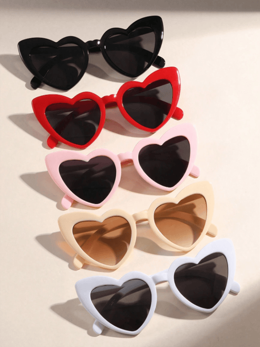 5Pcs Retro Heart-Shaped Sunglasses, Party Heart-Shaped Sunglasses, Suitable For Bridal Bachelorette Party Decoration Glasses