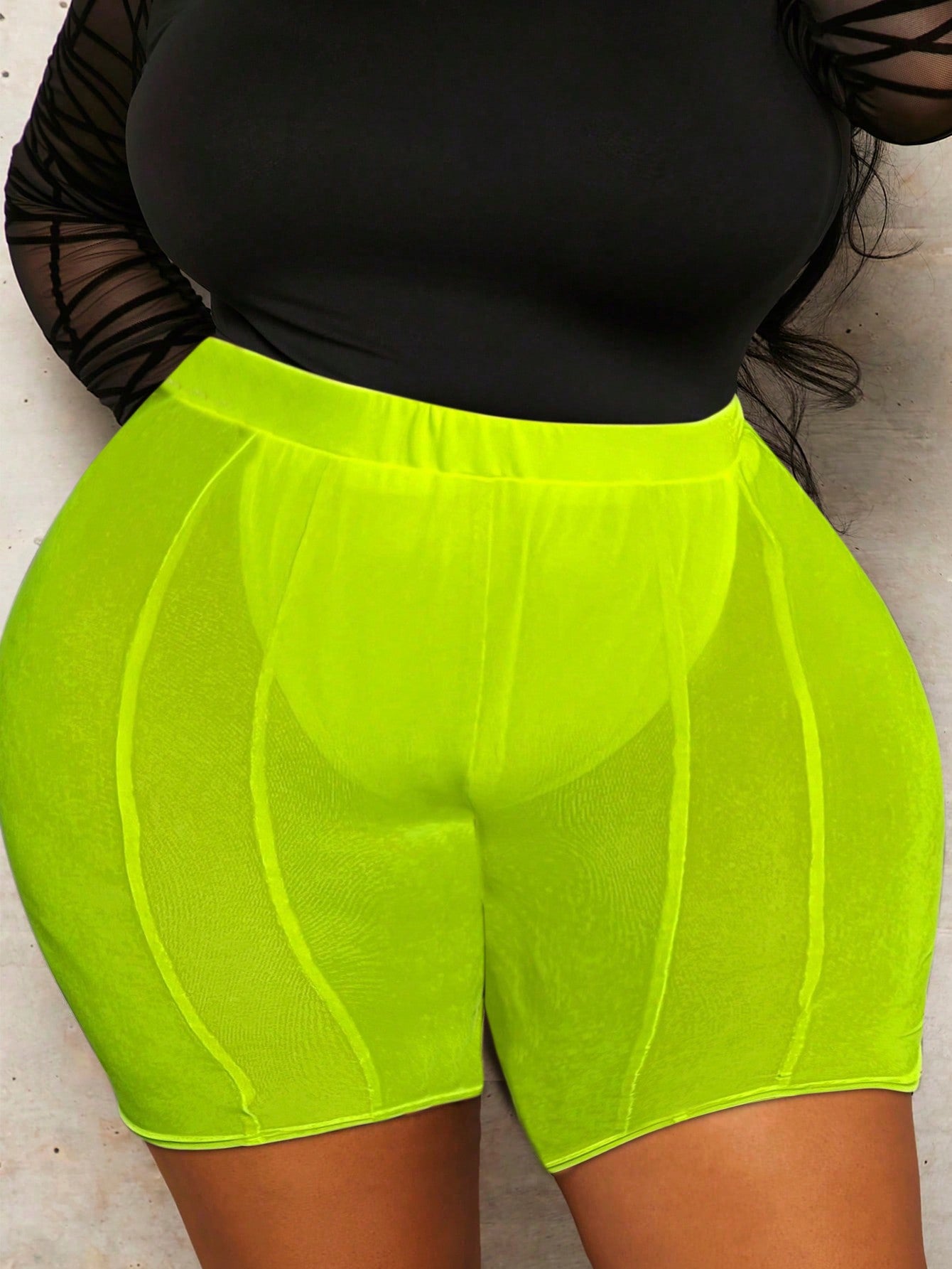 Plus Size Women's Mesh Shorts Leggings