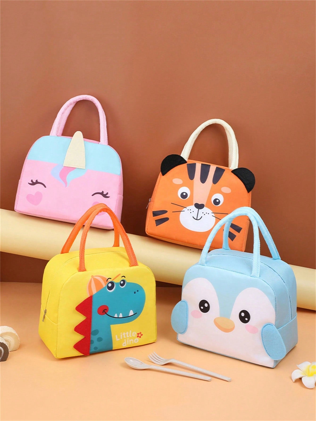 1pc Kid's Portable Handbag, Cute Handbag, Cartoon Large Capacity Lunch Bag, 3D Pattern Insulation Bag, Ldeal Choice For Gifts