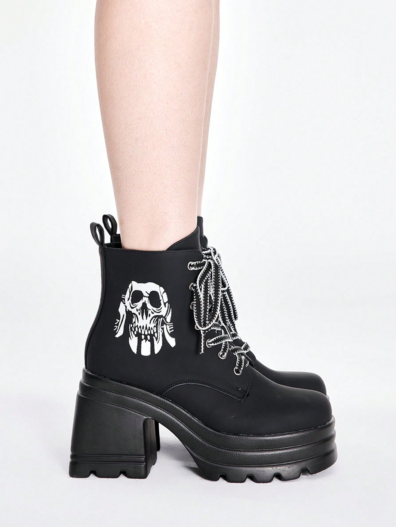 Goth Women's Comfy Thick Sole Skull Hand  Boots