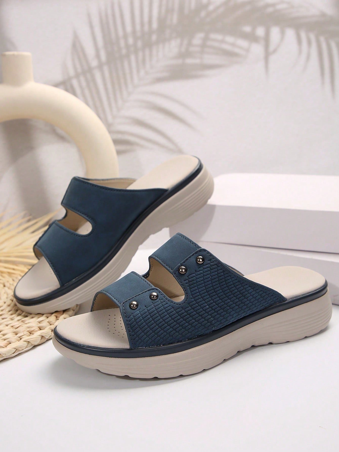 2024 New Summer Fashionable Casual Sandals For Women, Sporty Style, Wedge Heel, Lightweight, Hook Amd Loop Closure, Plus Size