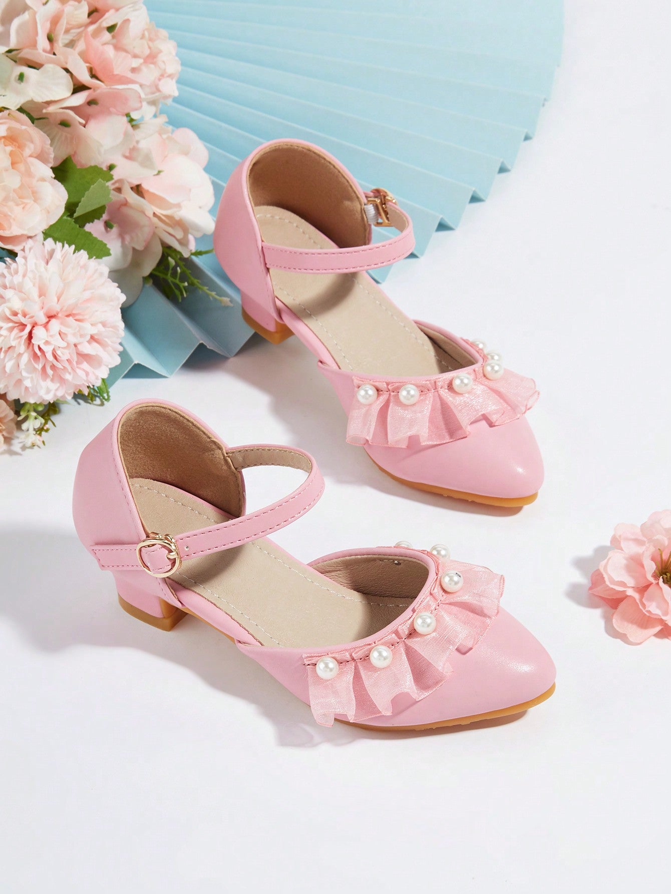 Children's High-Heel Chunky White Performance Party Shoes