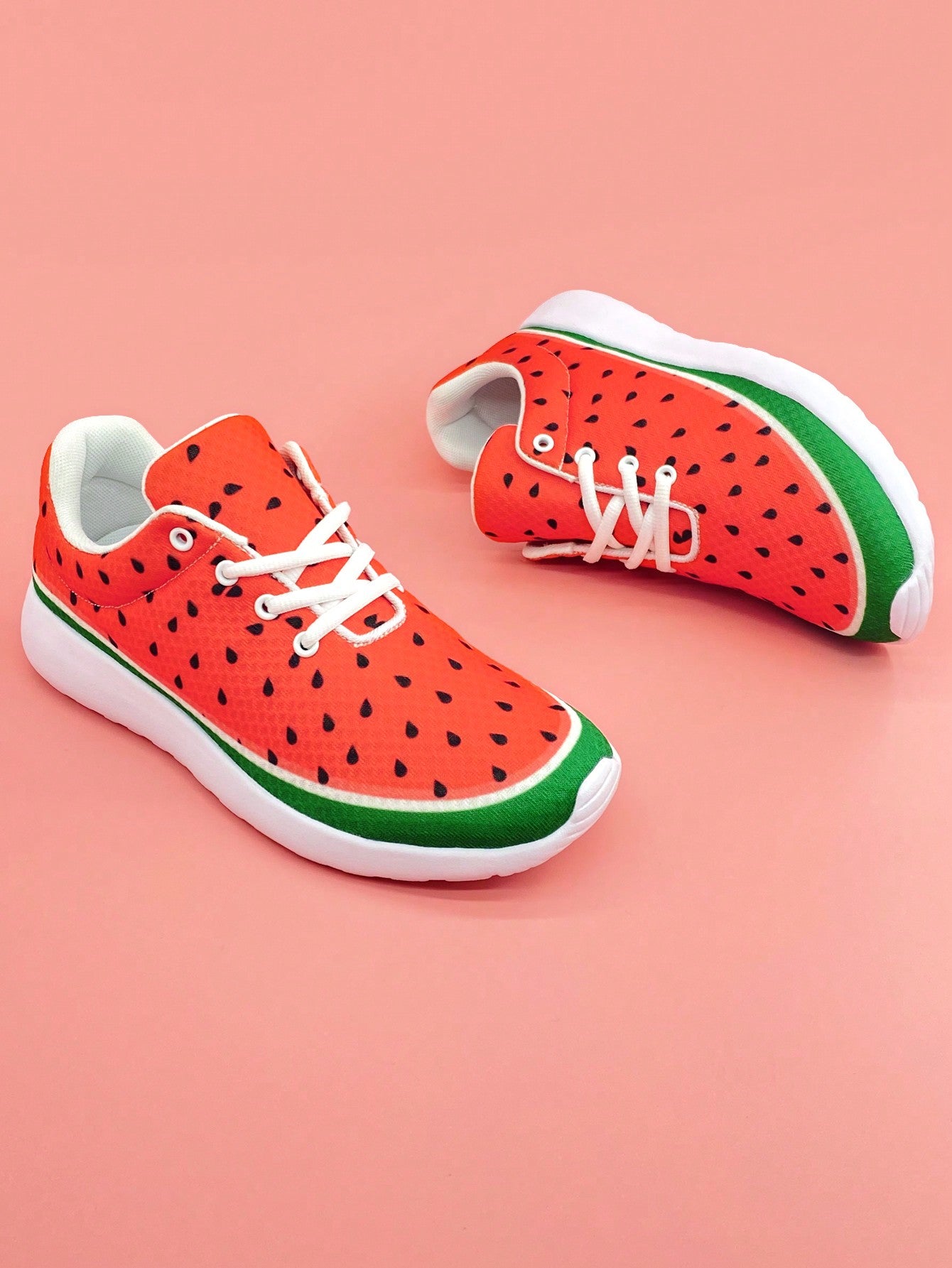 Watermelon Printed Shoes, Creative, Lightweight & Breathable Women's Casual Footwear, Ideal For Road Running