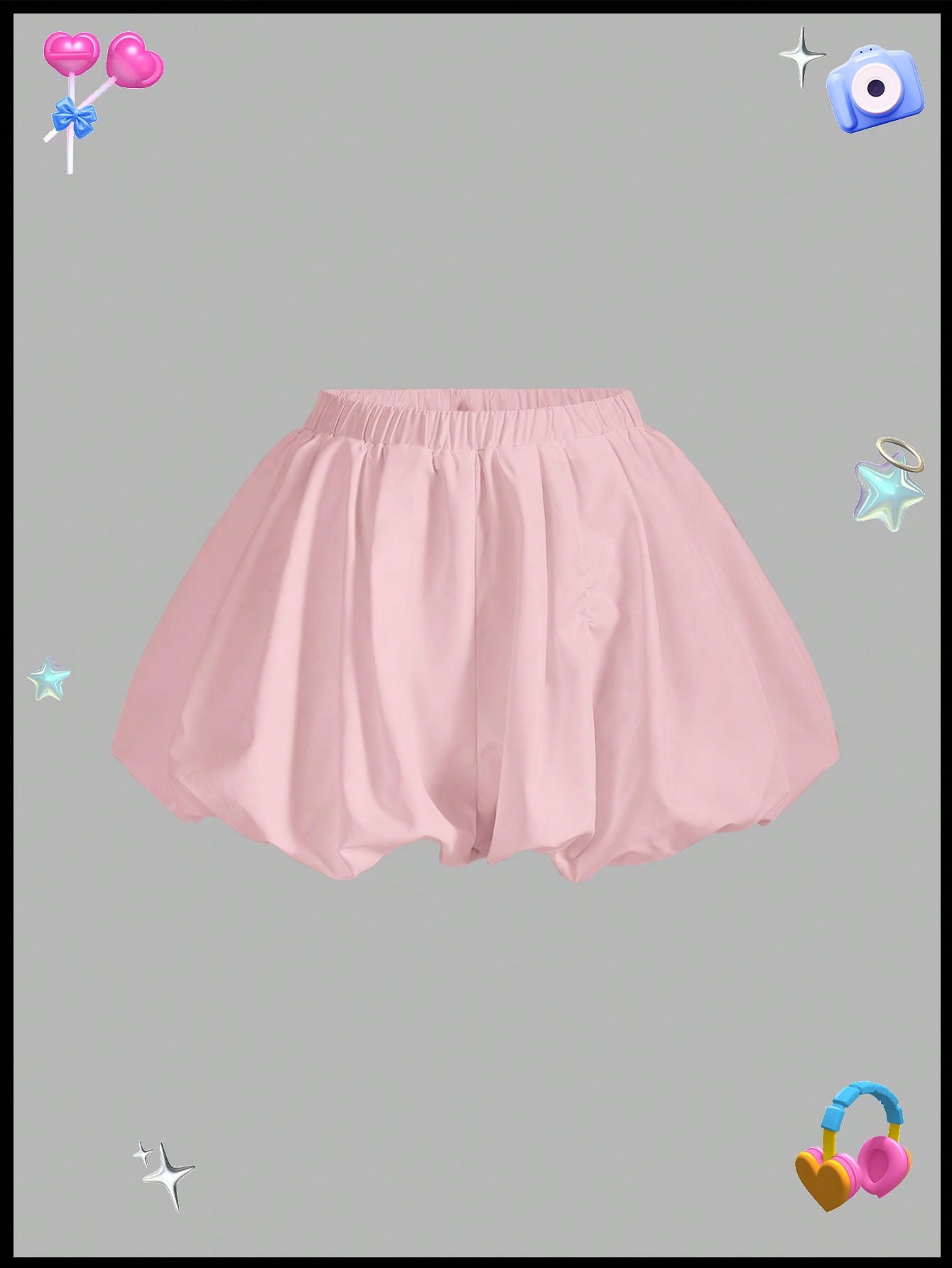 Women Elastic Waist Wide Leg Bloomers Shorts In Solid Color