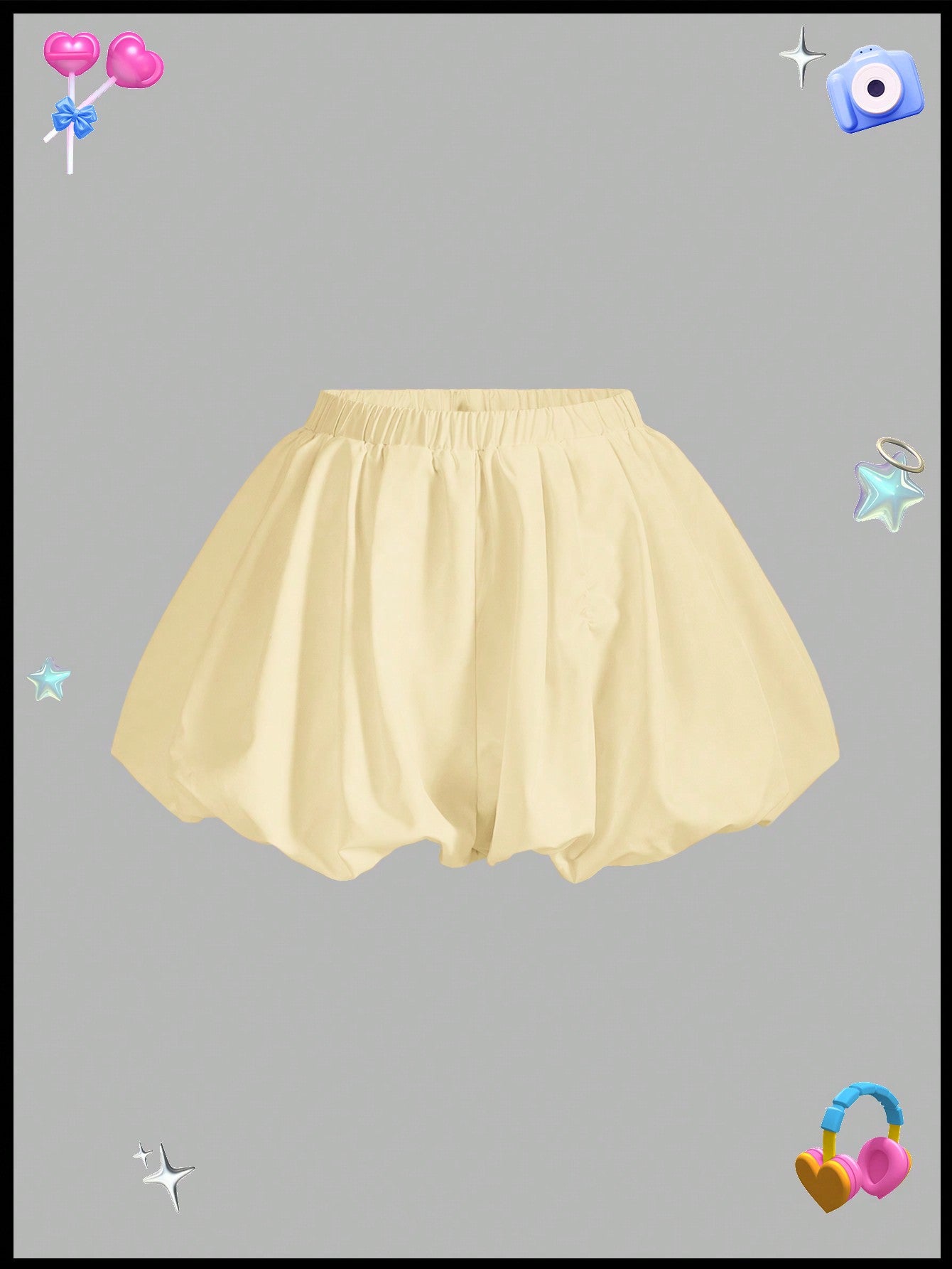 Women Elastic Waist Wide Leg Bloomers Shorts In Solid Color