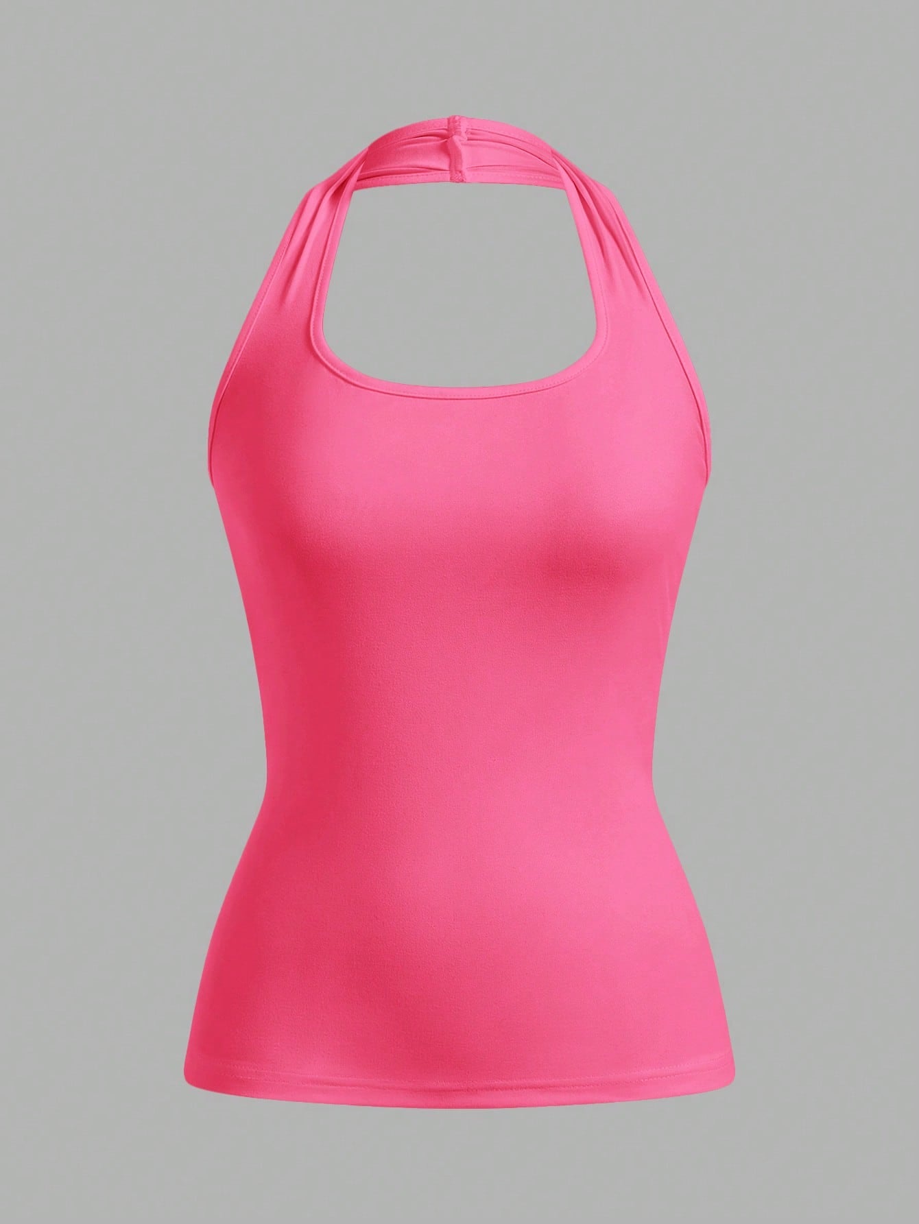 Women's Pink Tight-Fitting Halter Neck Tank Top, Suitable For Summer